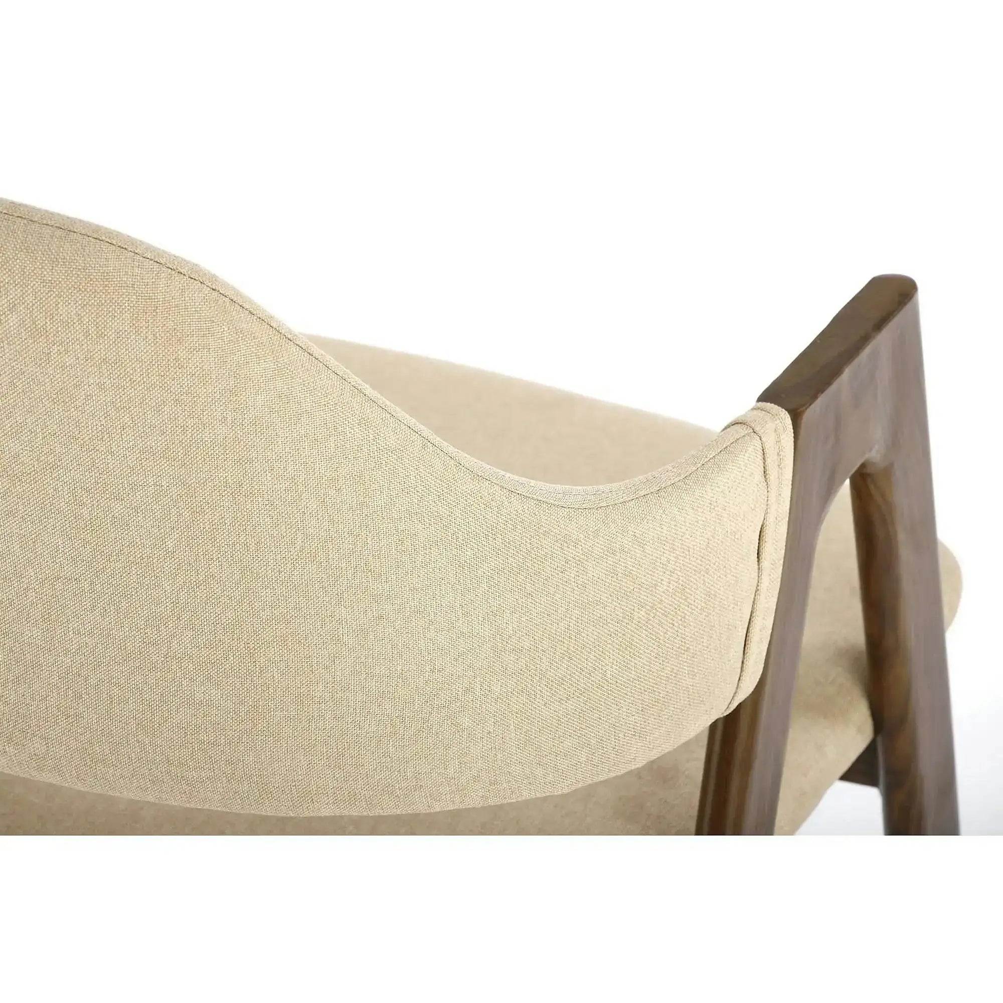 Scaun tapitat modern K344, bej/nuc, stofa clasica/metal, 51x57x82 cm