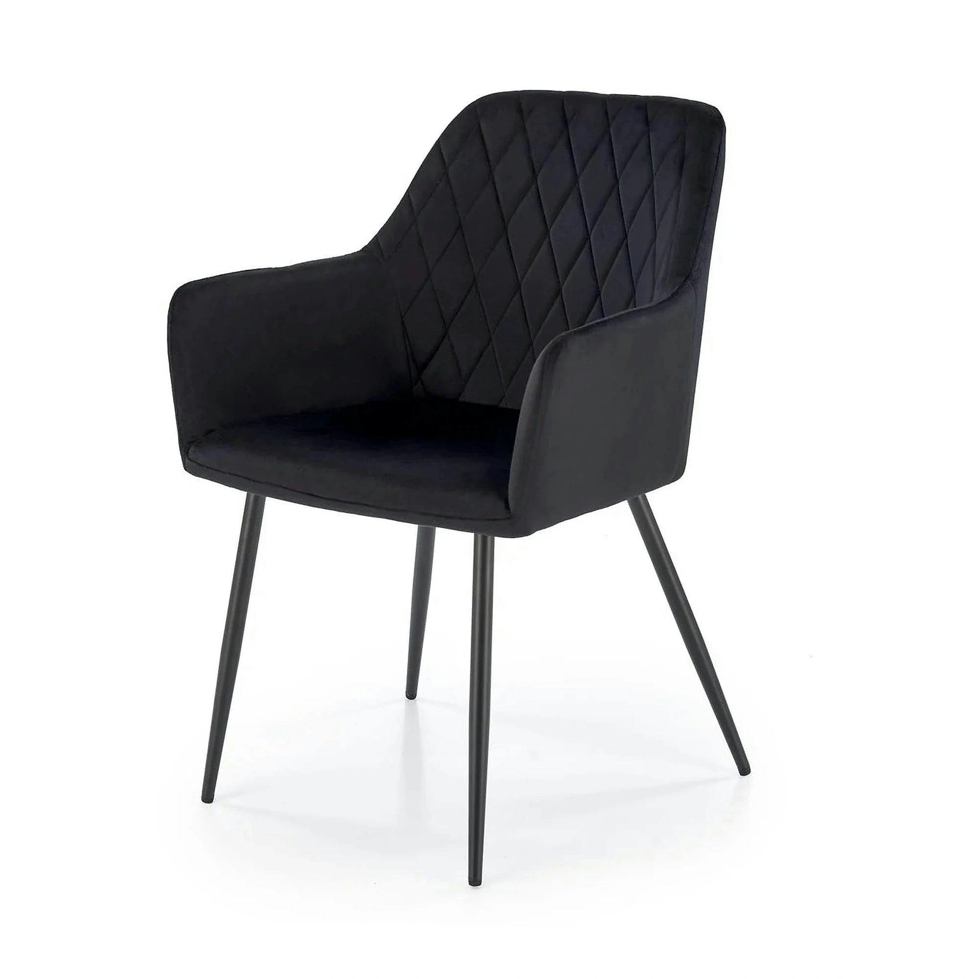 Scaun tapitat negru K558, stofa catifelata/metal, 59x60x86 cm