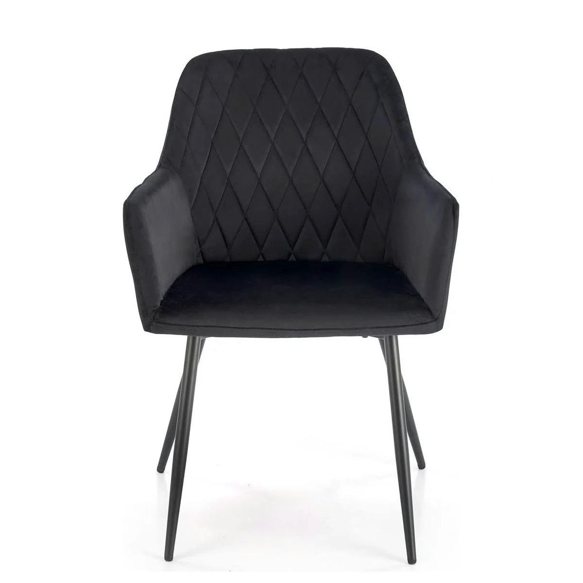 Scaun tapitat negru K558, stofa catifelata/metal, 59x60x86 cm