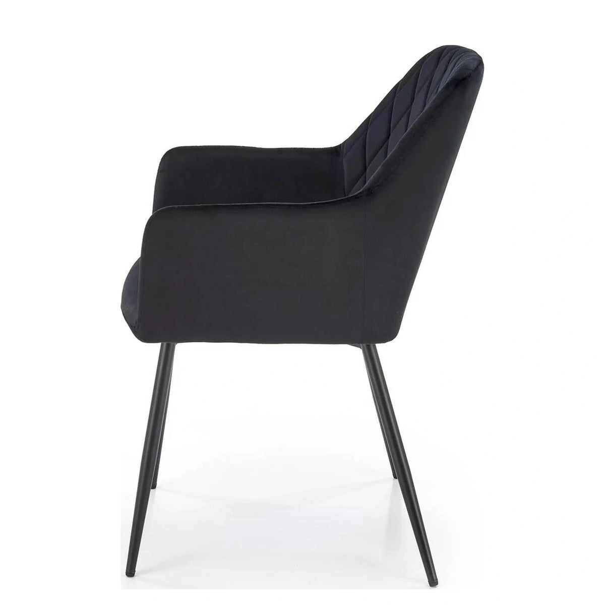 Scaun tapitat negru K558, stofa catifelata/metal, 59x60x86 cm