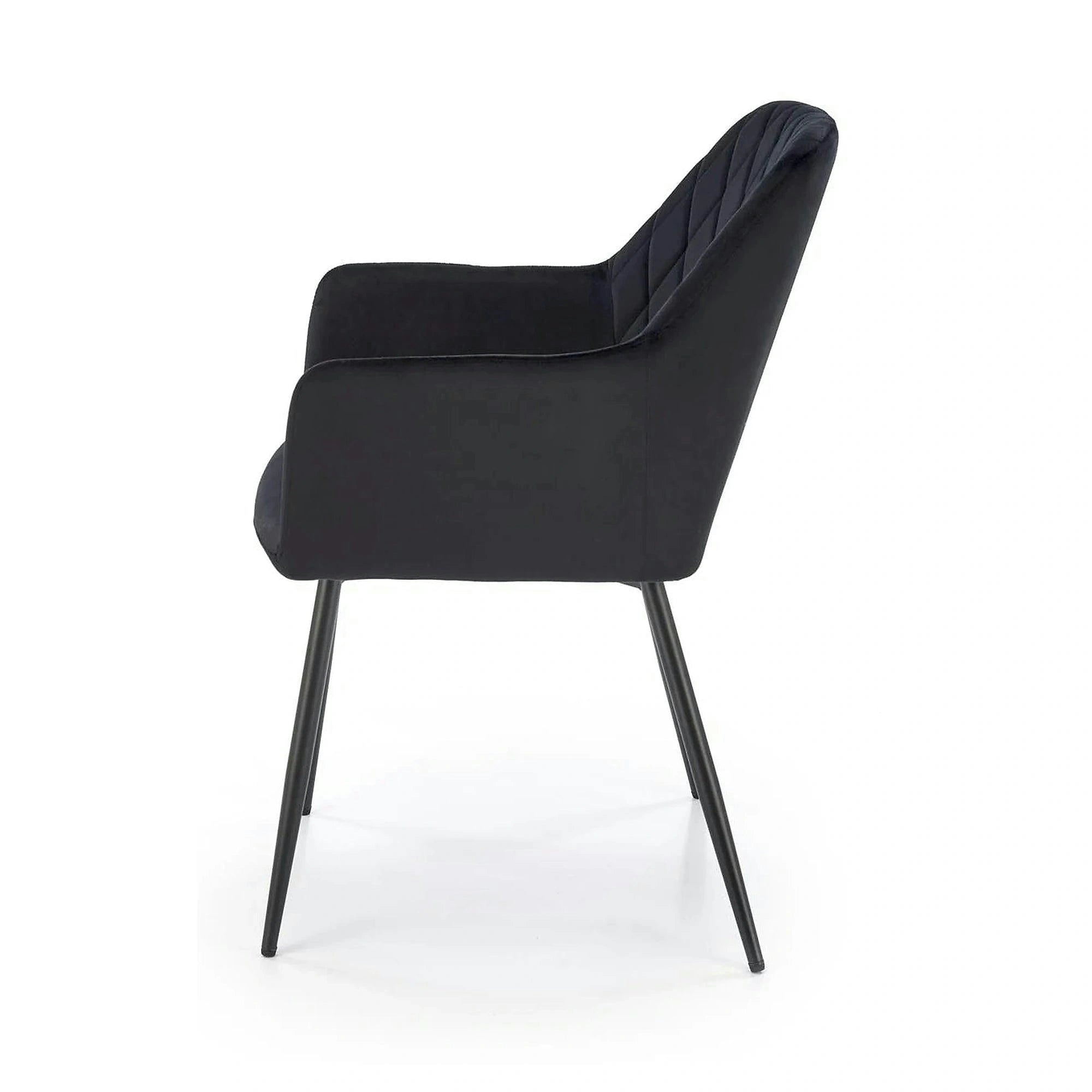Scaun tapitat negru K558, stofa catifelata/metal, 59x60x86 cm