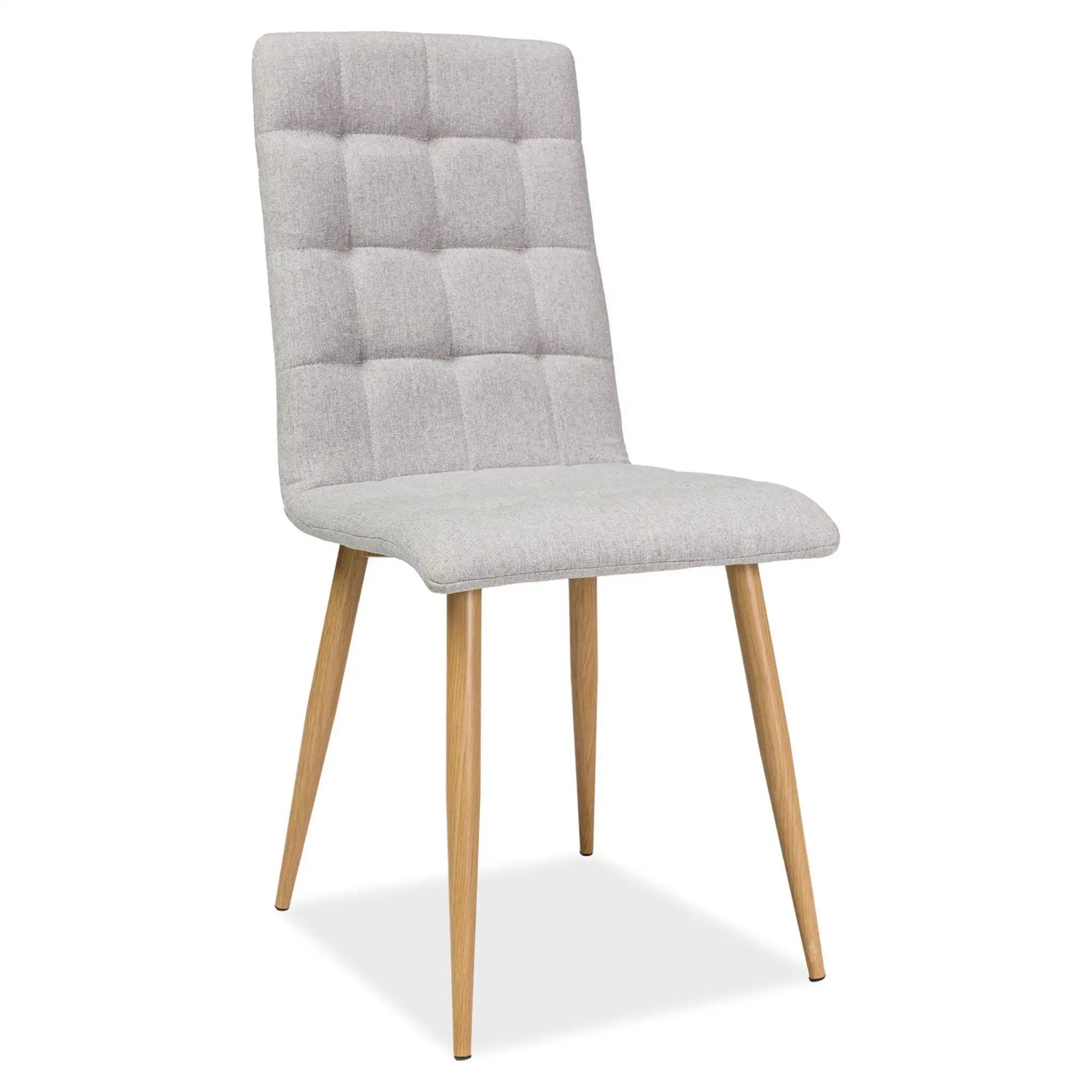 Scaun tapitat Otto, gri/stejar, stofa clasica/metal, 39X44X94 cm