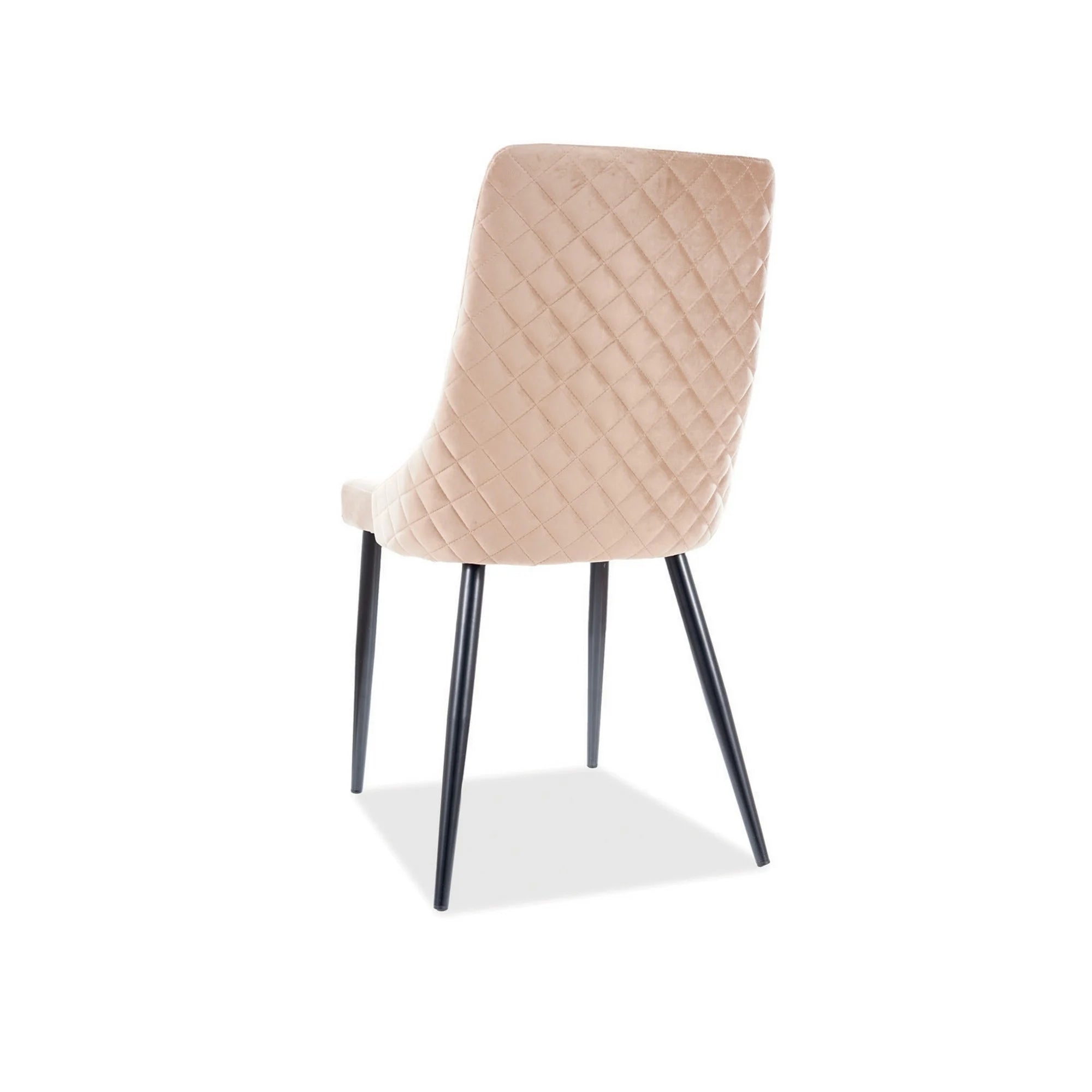 Scaun tapitat PIANO B, bej/negru, stofa catifelata/metal, 47x44x93 cm