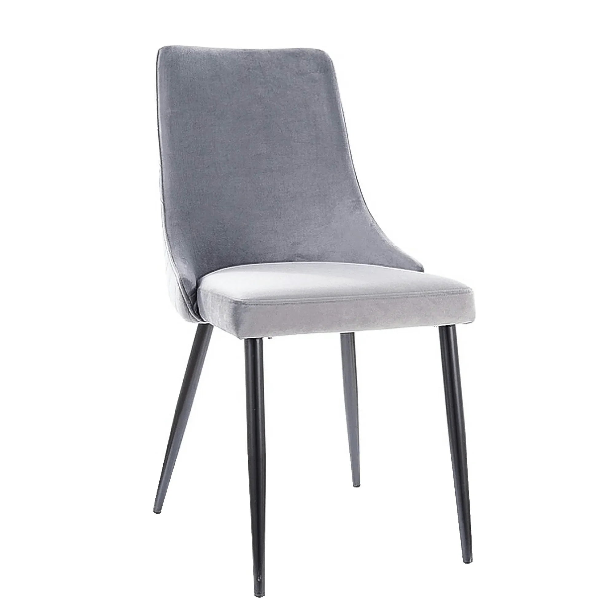 Scaun tapitat PIANO B, gri/negru, stofa catifelata/metal, 47x44x93 cm