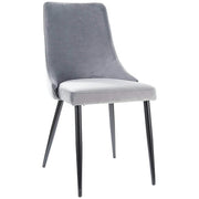 Scaun tapitat PIANO B, gri/negru, stofa catifelata/metal, 47x44x93 cm