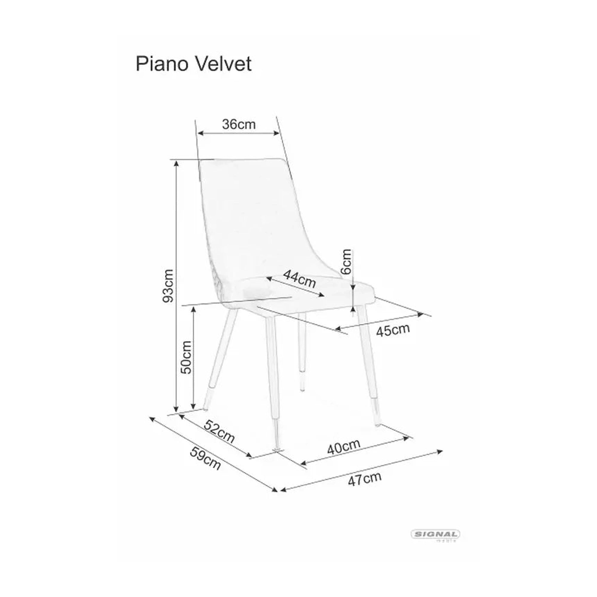 Scaun tapitat PIANO B, gri/negru, stofa catifelata/metal, 47x44x93 cm
