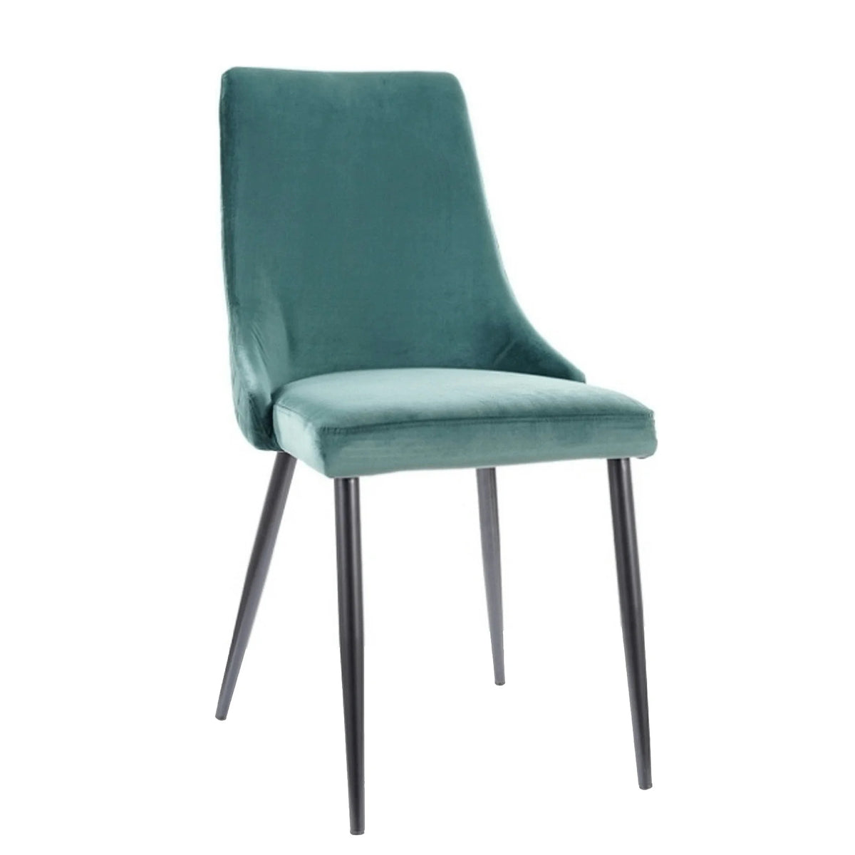 Scaun tapitat PIANO B, verde/negru, stofa catifelata/metal, 47x44x93 cm