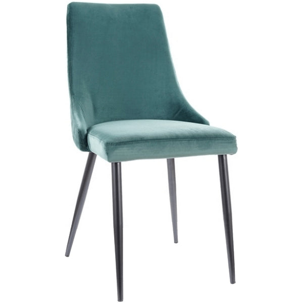 Scaun tapitat PIANO B, verde/negru, stofa catifelata/metal, 47x44x93 cm