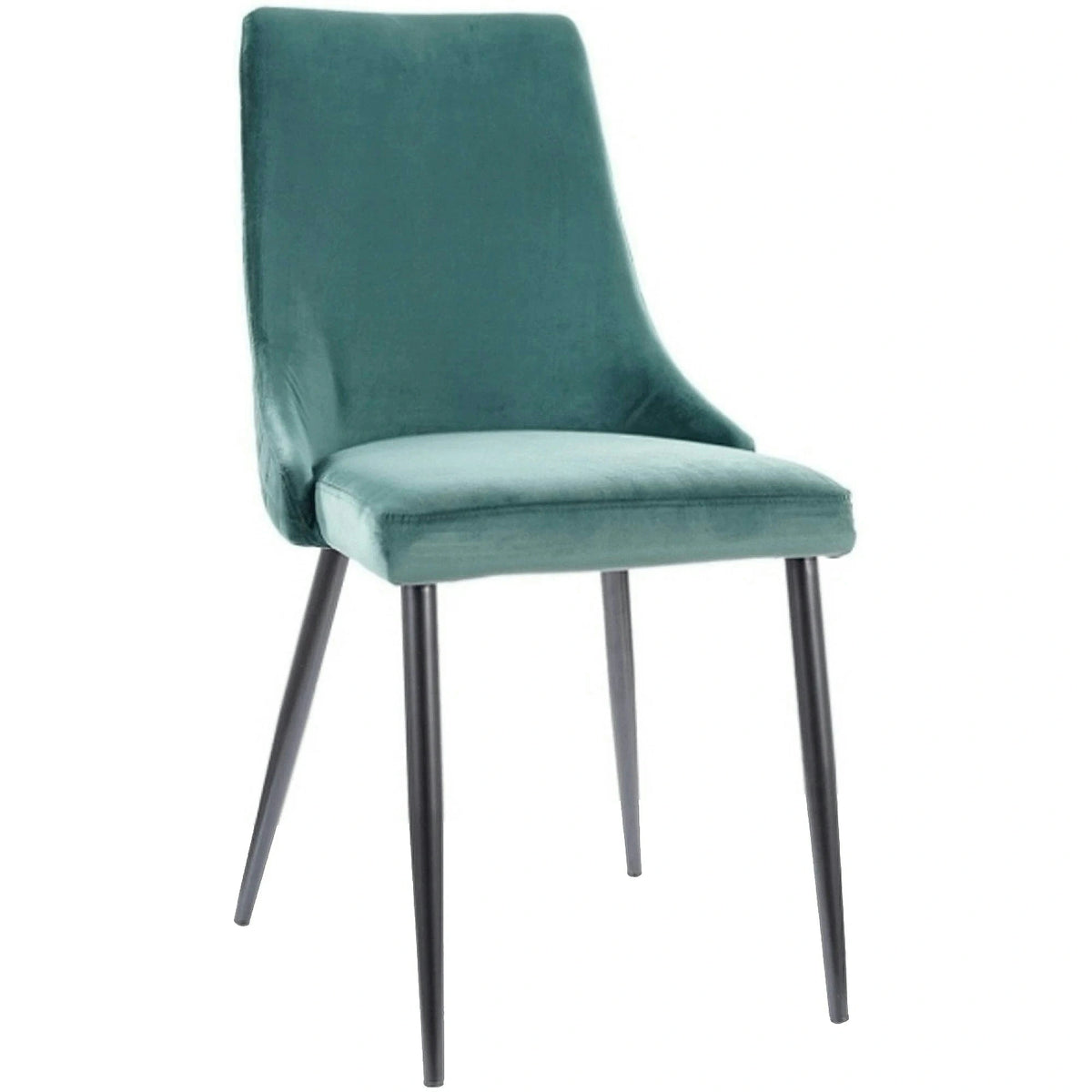 Scaun tapitat PIANO B, verde/negru, stofa catifelata/metal, 47x44x93 cm