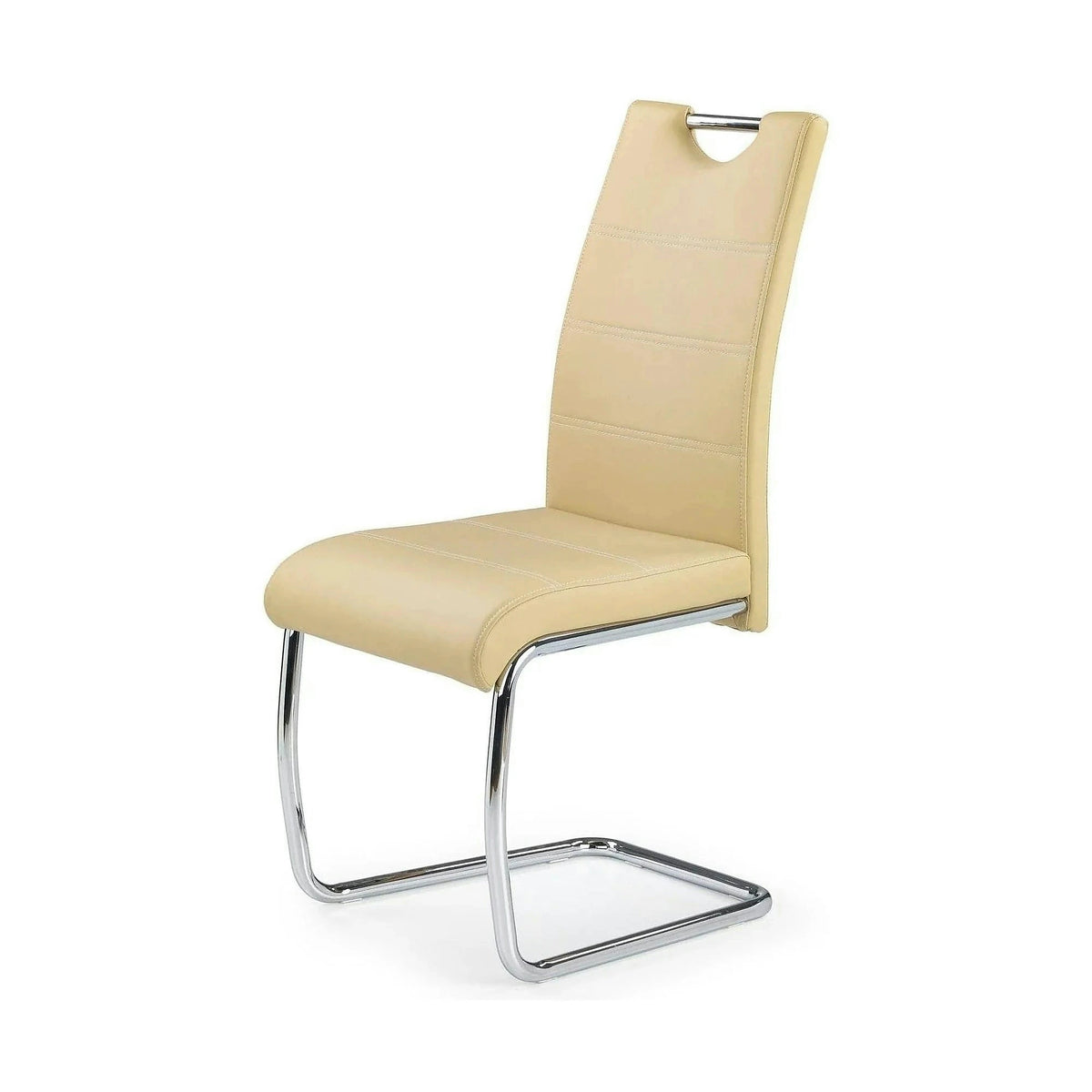 Scaun tapitat piele ecologica K211, bej/crom, 42x60x97 cm