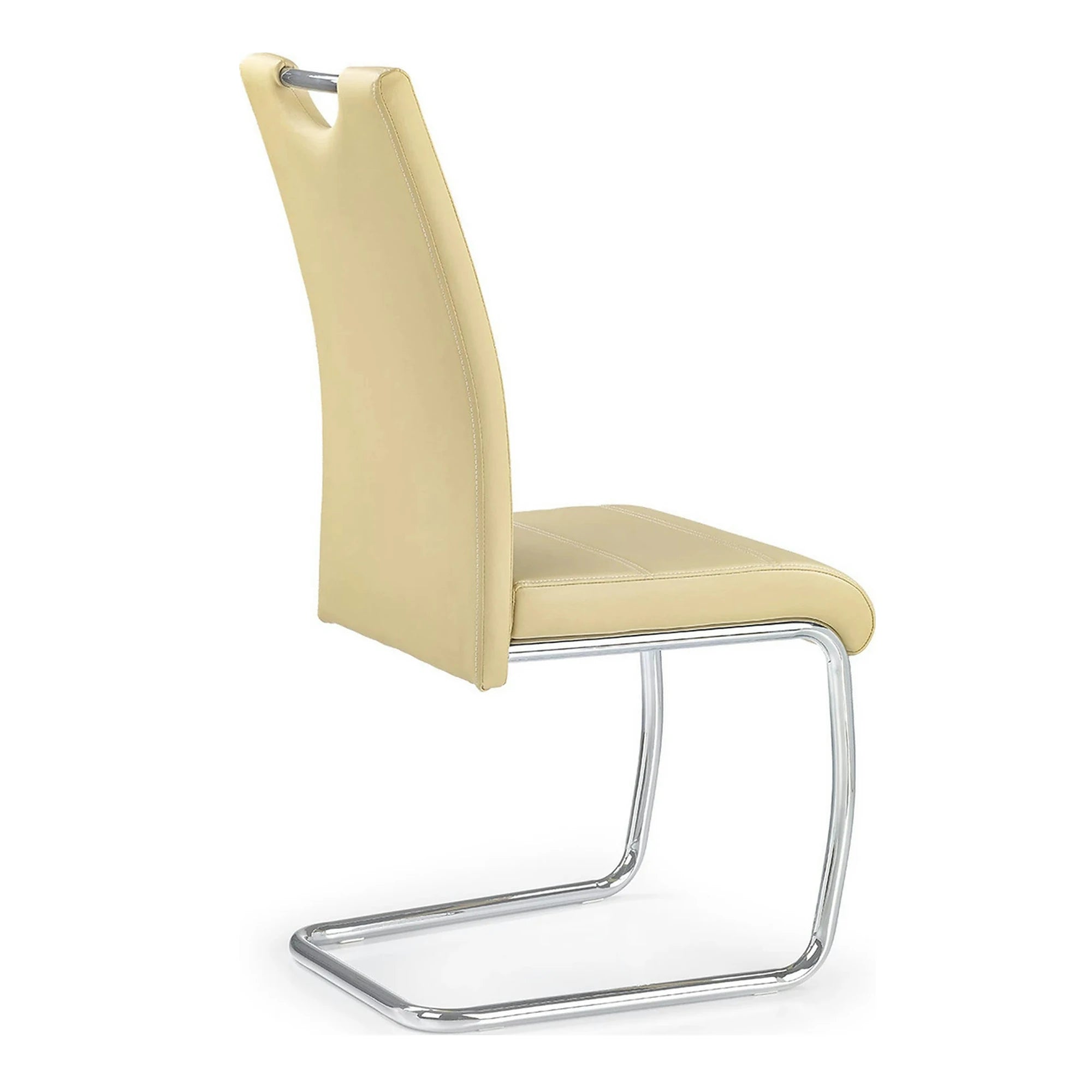 Scaun tapitat piele ecologica K211, bej/crom, 42x60x97 cm