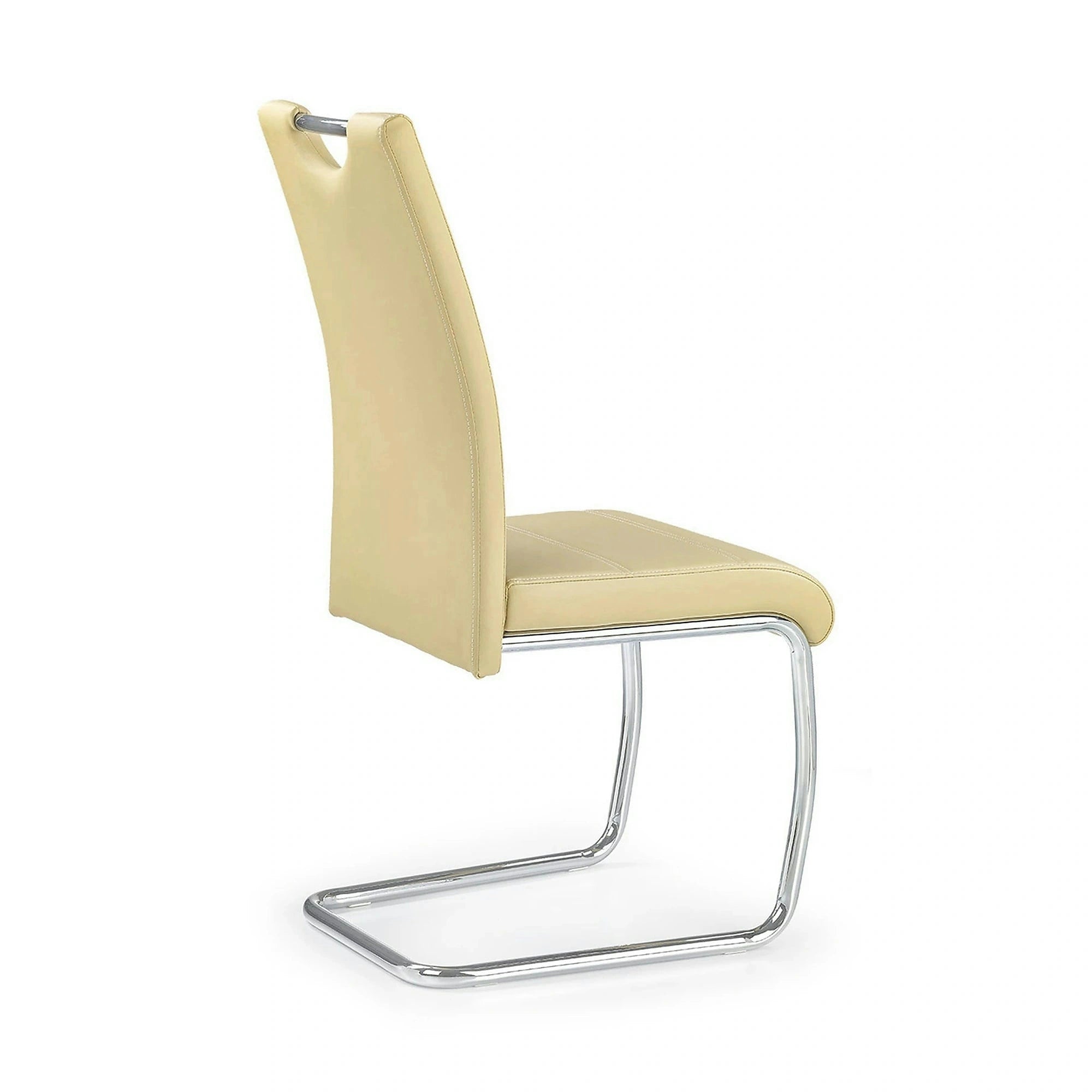Scaun tapitat piele ecologica K211, bej/crom, 42x60x97 cm