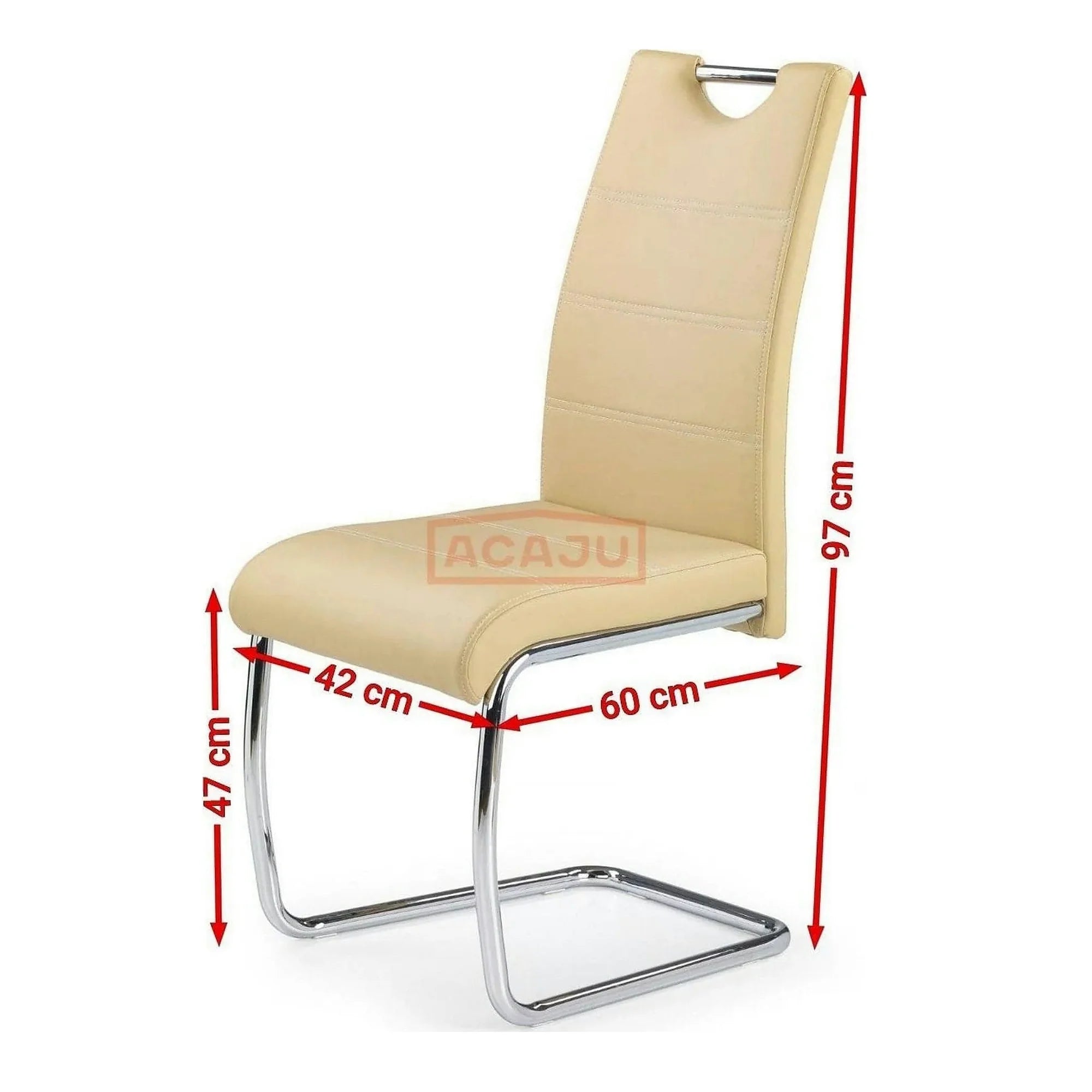Scaun tapitat piele ecologica K211, gri/crom, 42x60x97 cm