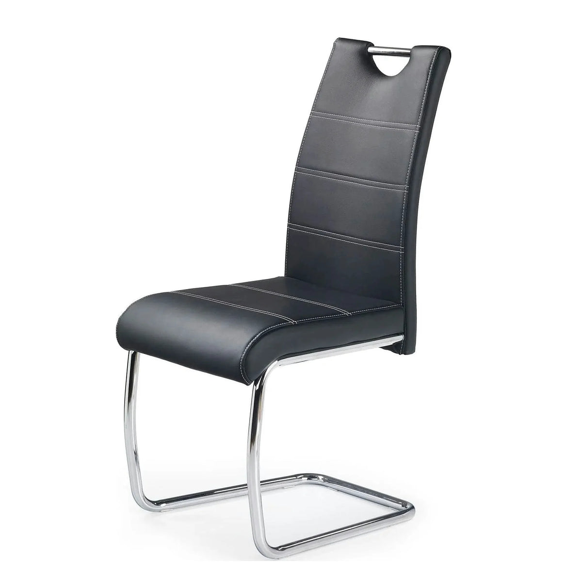 Scaun tapitat piele ecologica K211, negru/crom, 42x60x97 cm