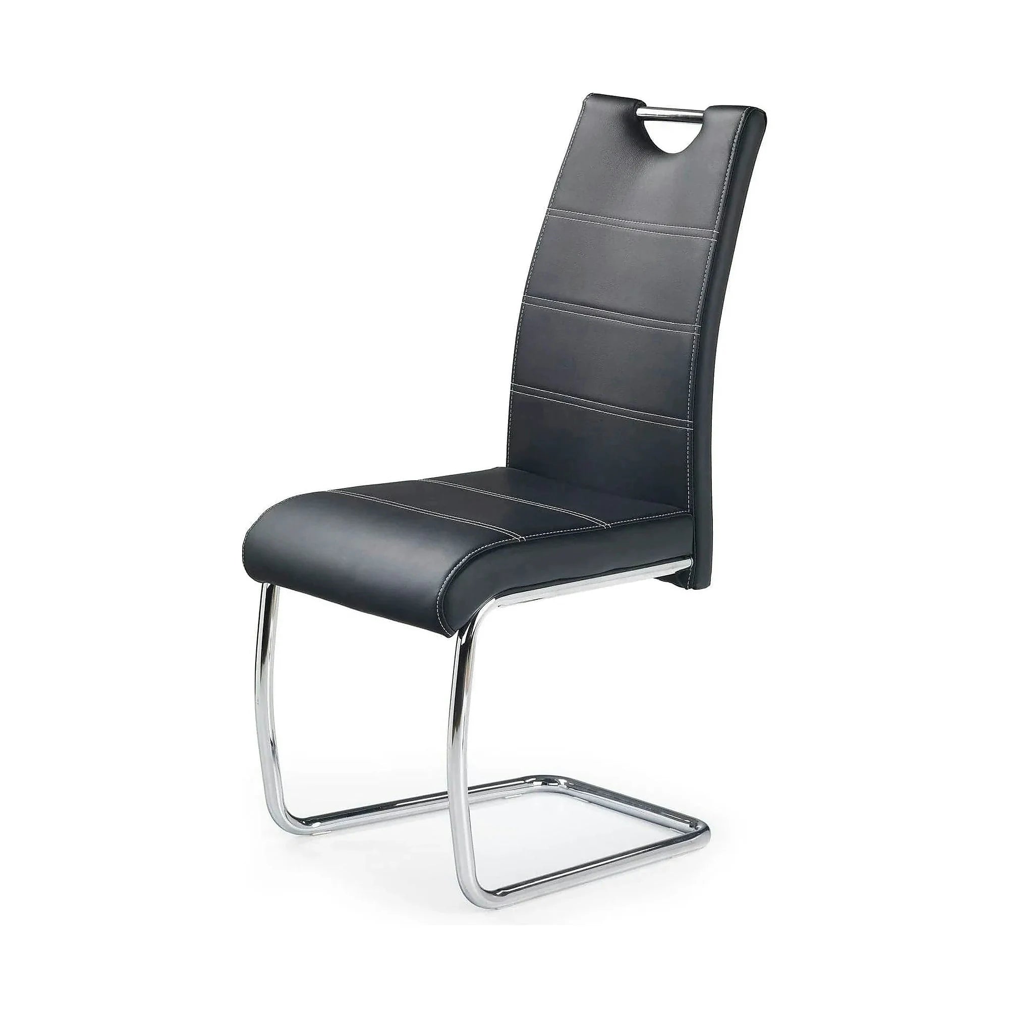 Scaun tapitat piele ecologica K211, negru/crom, 42x60x97 cm