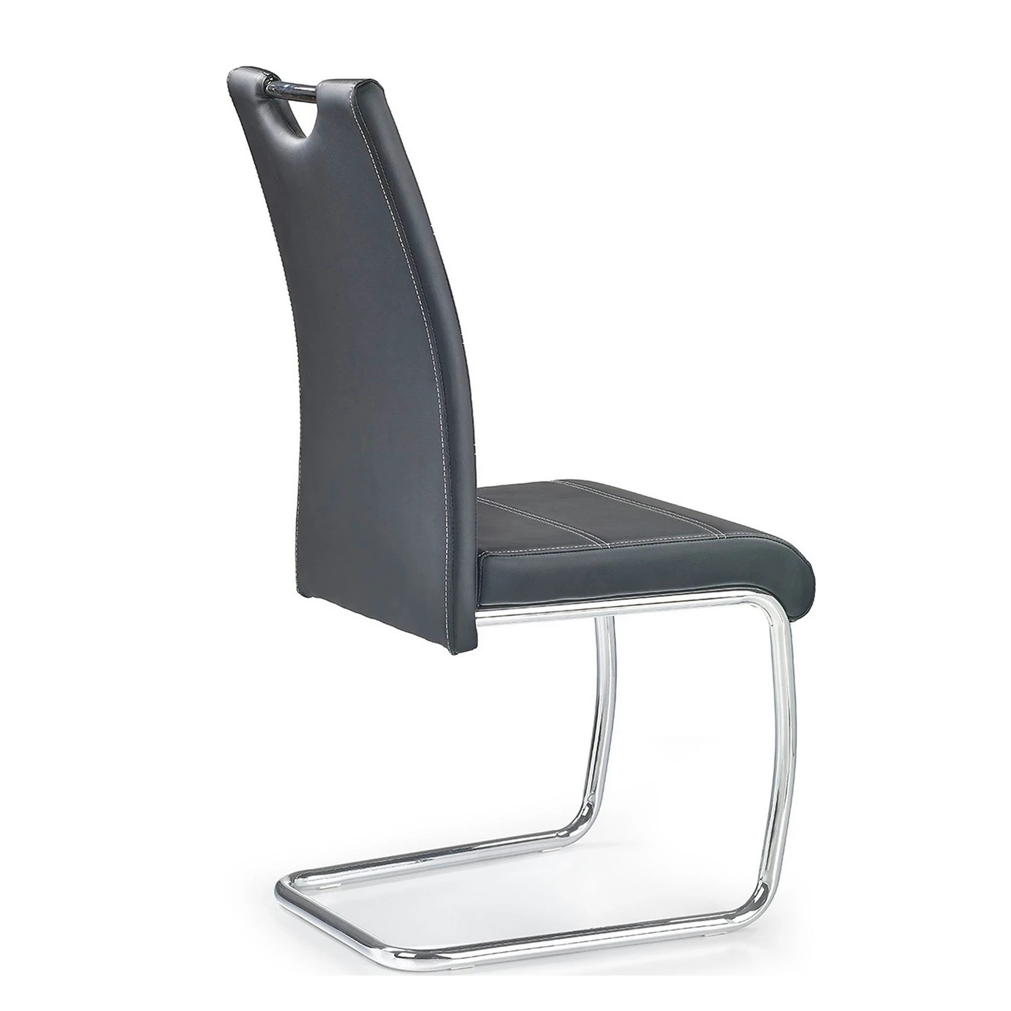 Scaun tapitat piele ecologica K211, negru/crom, 42x60x97 cm