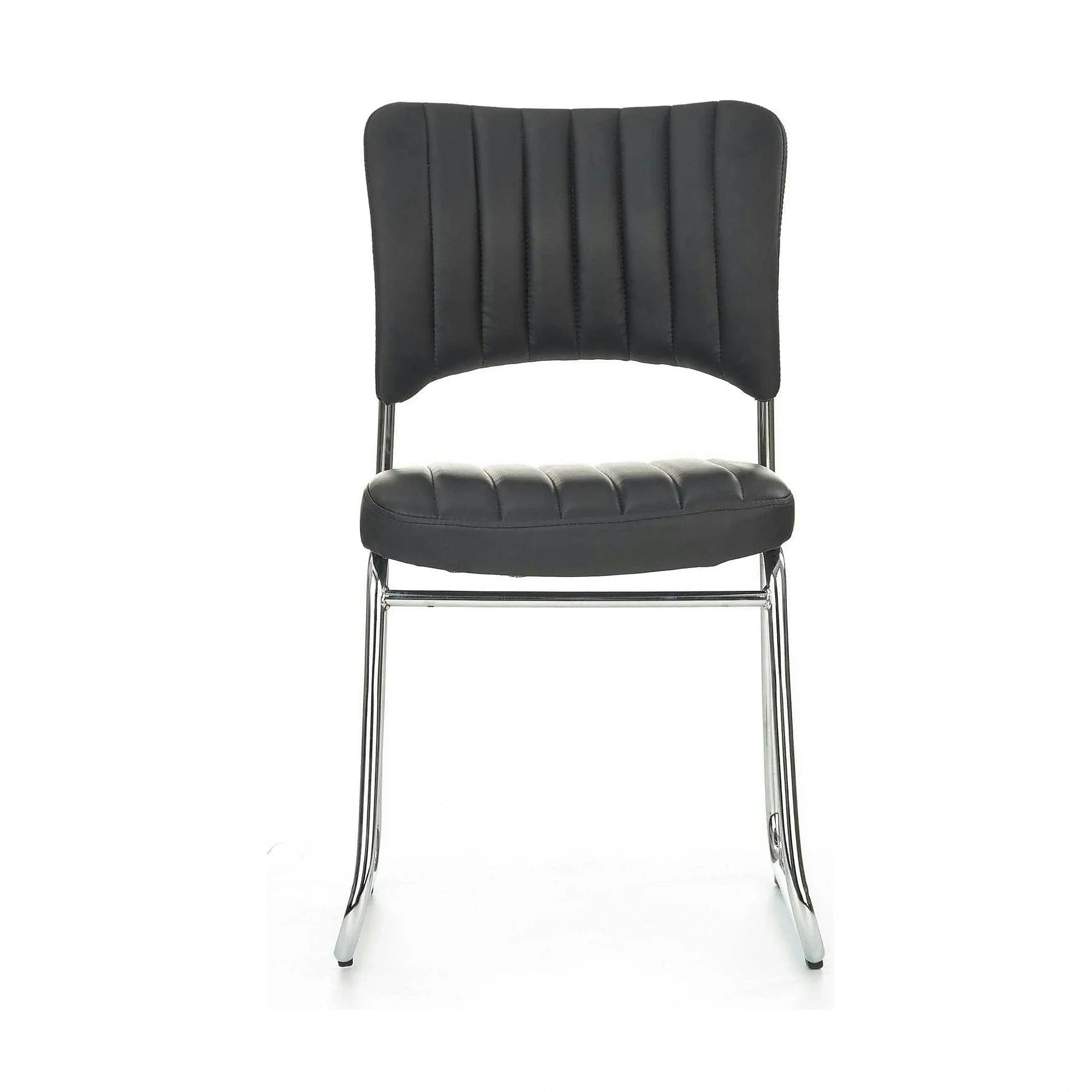 Scaun tapitat Rapid Black, negru/crom, metal/piele ecologica, 48X58X83 CM