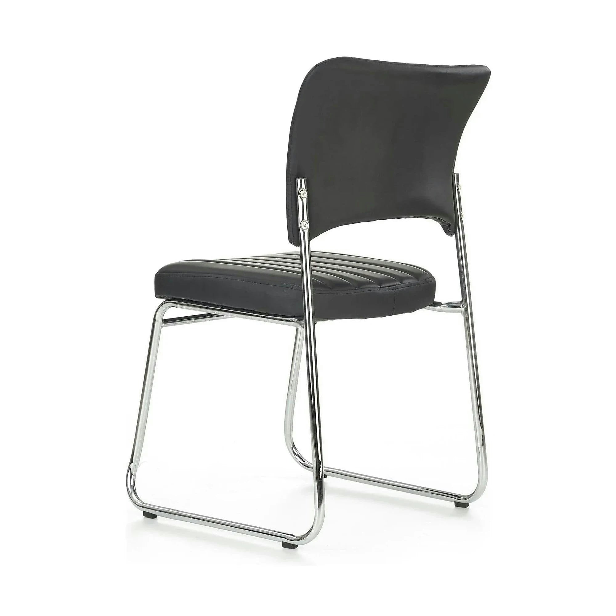 Scaun tapitat Rapid Black, negru/crom, metal/piele ecologica, 48X58X83 CM