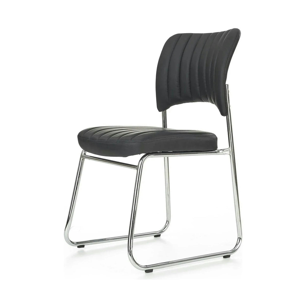 Scaun tapitat Rapid Black, negru/crom, metal/piele ecologica, 48X58X83 CM