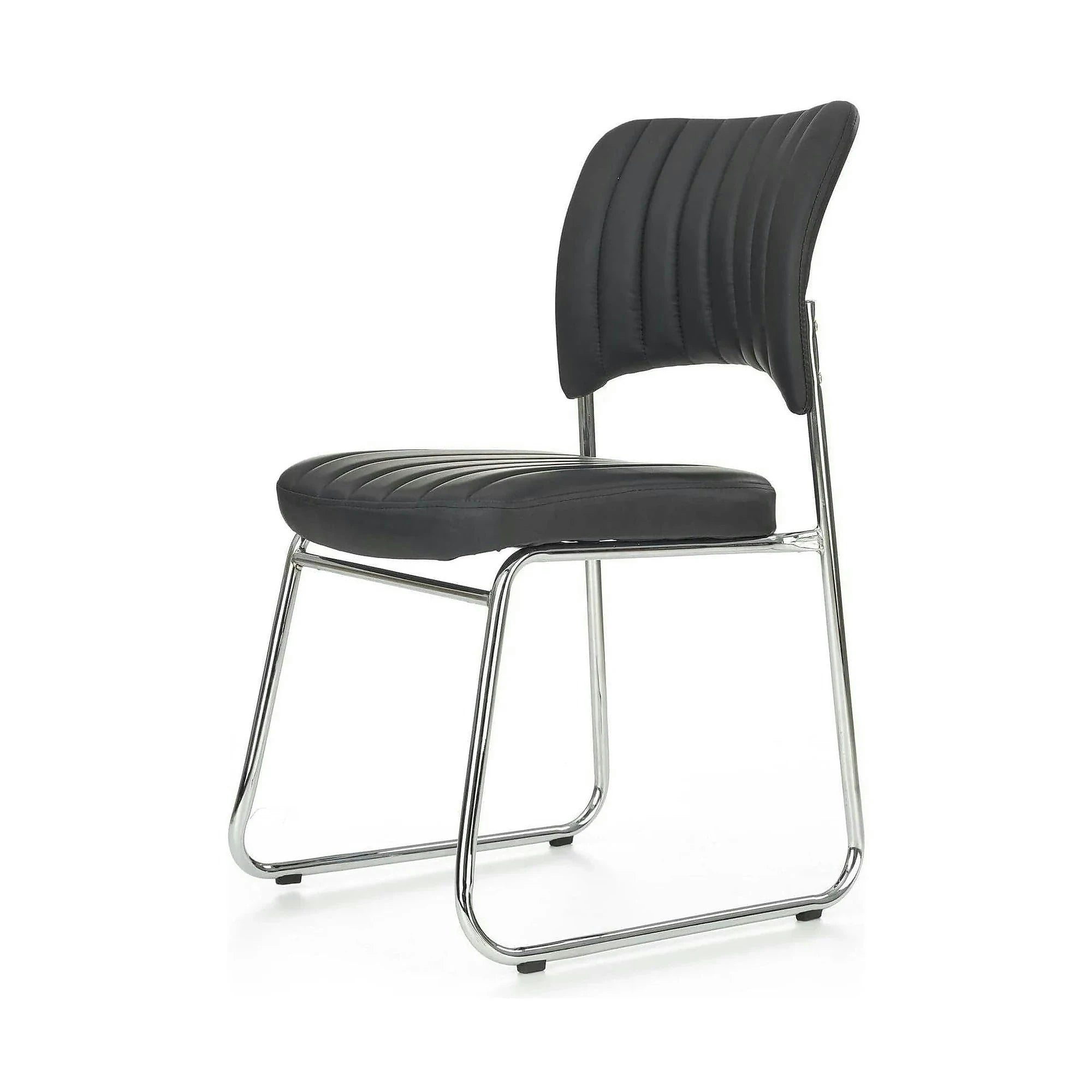 Scaun tapitat Rapid Black, negru/crom, metal/piele ecologica, 48X58X83 CM