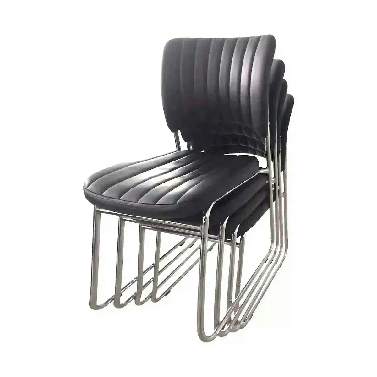 Scaun tapitat Rapid Black, negru/crom, metal/piele ecologica, 48X58X83 CM