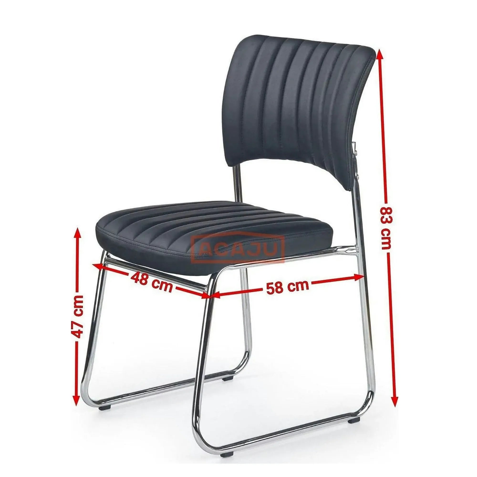 Scaun tapitat Rapid Black, negru/crom, metal/piele ecologica, 48X58X83 CM