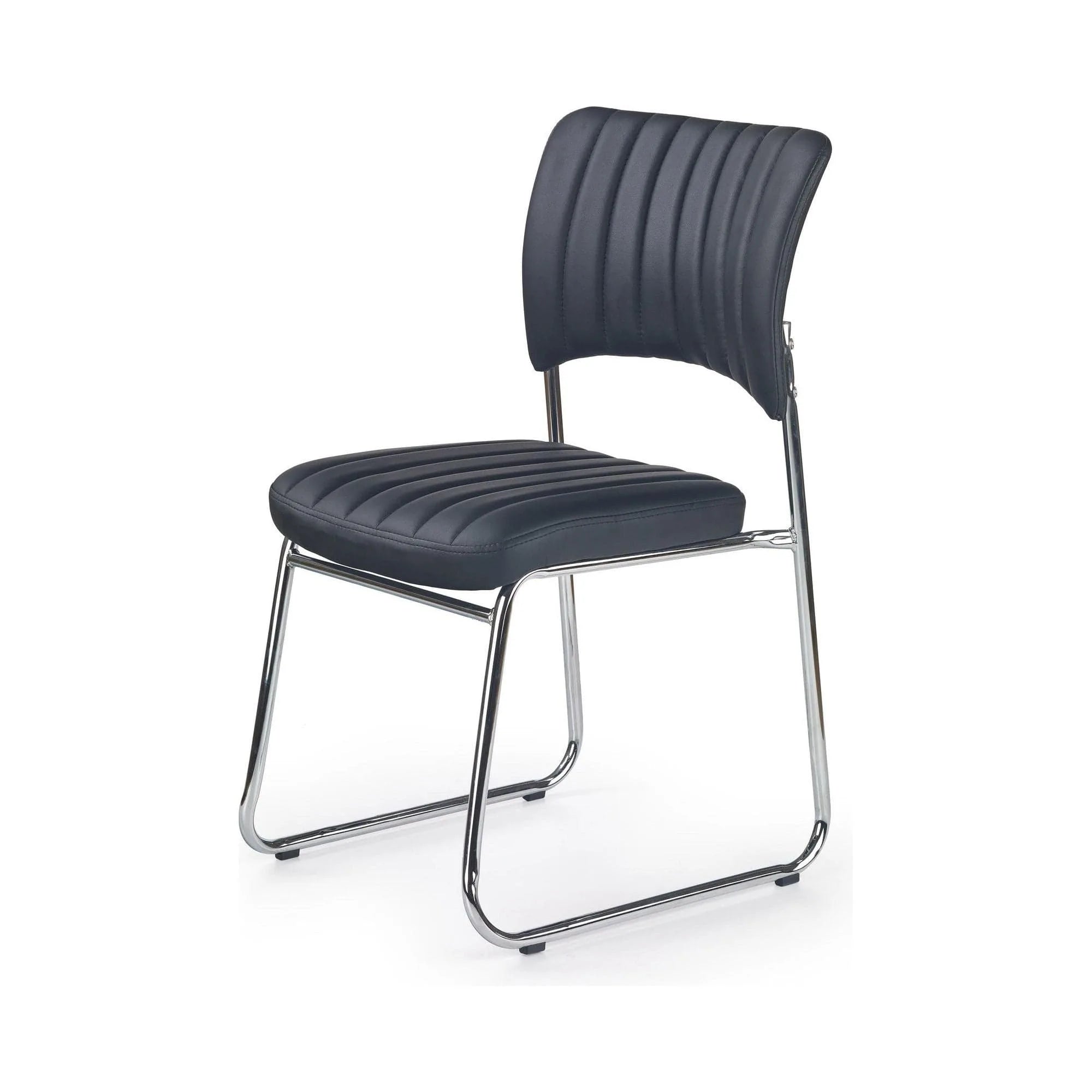 Scaun tapitat Rapid Black, negru/crom, metal/piele ecologica, 48X58X83 CM