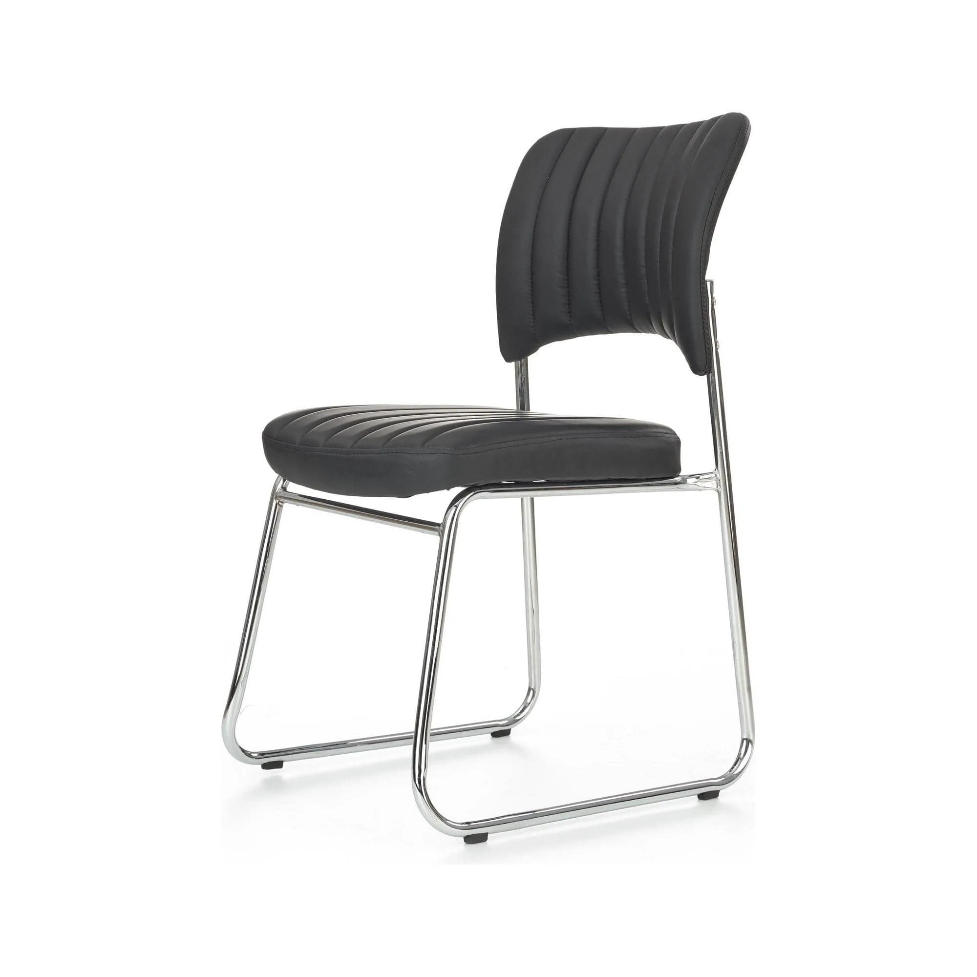 Scaun tapitat Rapid Black, negru/crom, metal/piele ecologica, 48X58X83 CM