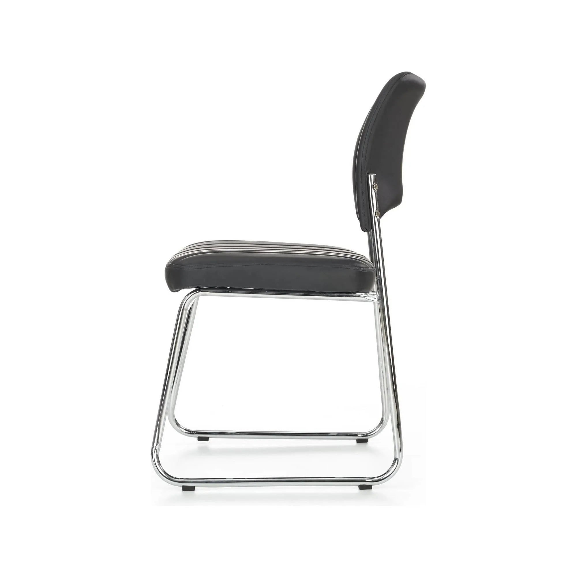 Scaun tapitat Rapid Black, negru/crom, metal/piele ecologica, 48X58X83 CM