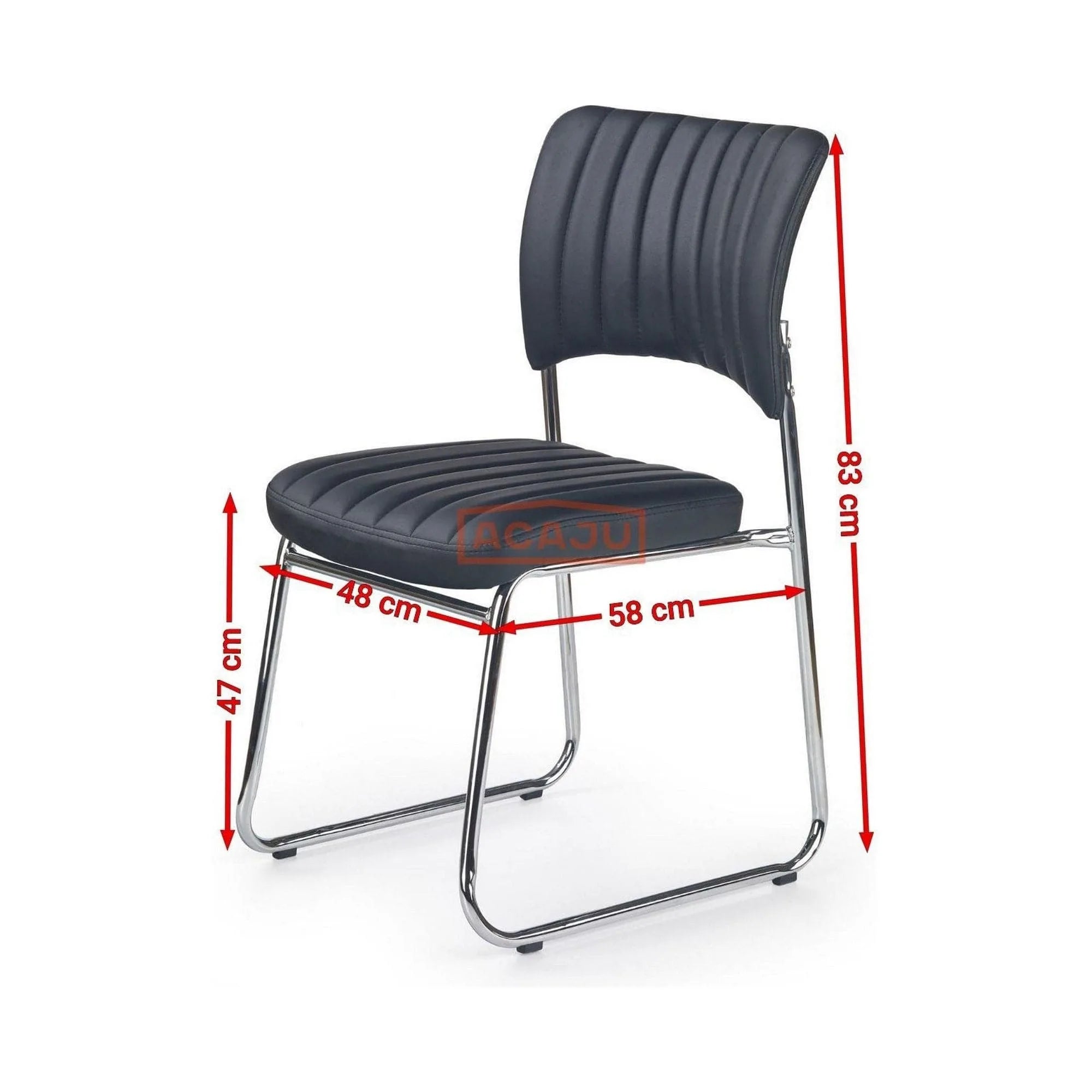 Scaun tapitat Rapid Black, negru/crom, metal/piele ecologica, 48X58X83 CM