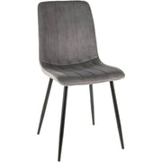 Scaun tapitat stofa catifelata ALAN, gri/negru, 45x39x91 cm
