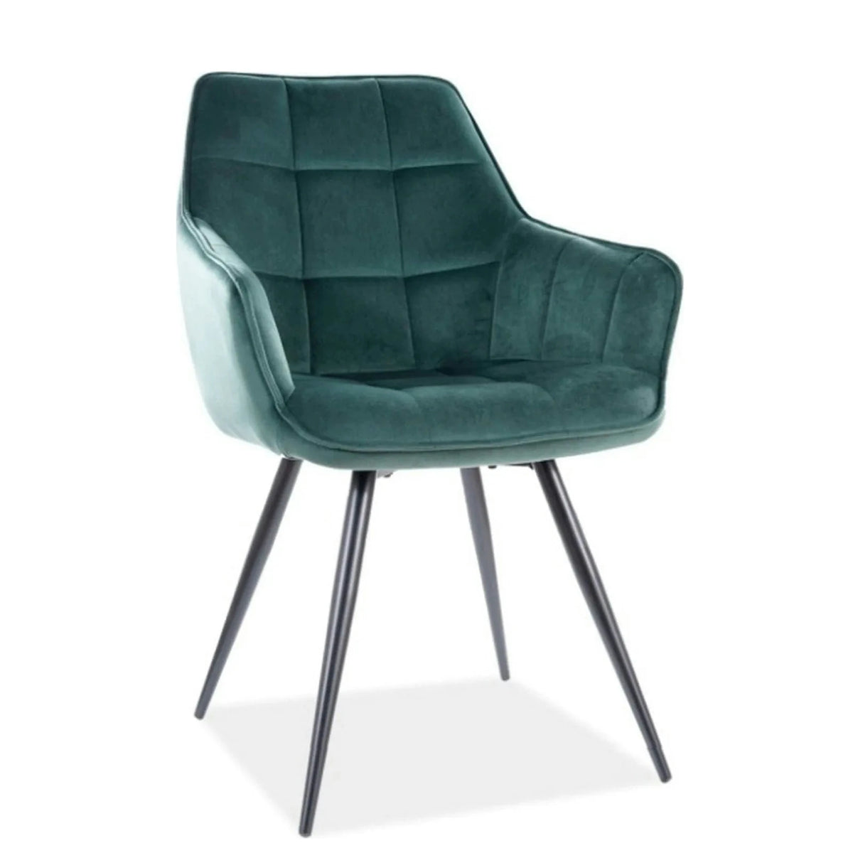 Scaun tapitat stofa catifelata LILIA, verde/negru, 59x45x90 cm