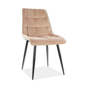 Scaun tapitat stofa CHIC, bej, catifea/metal, 50x58x88 cm