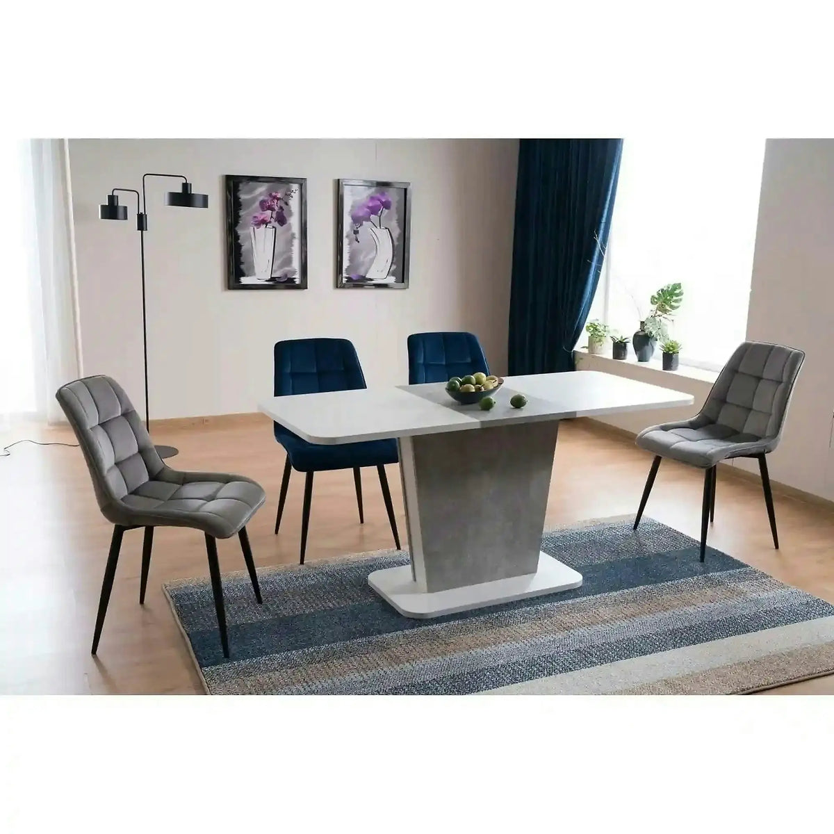 Scaun tapitat stofa CHIC, catifea gri - Bluvel 14, 50x58x88 cm