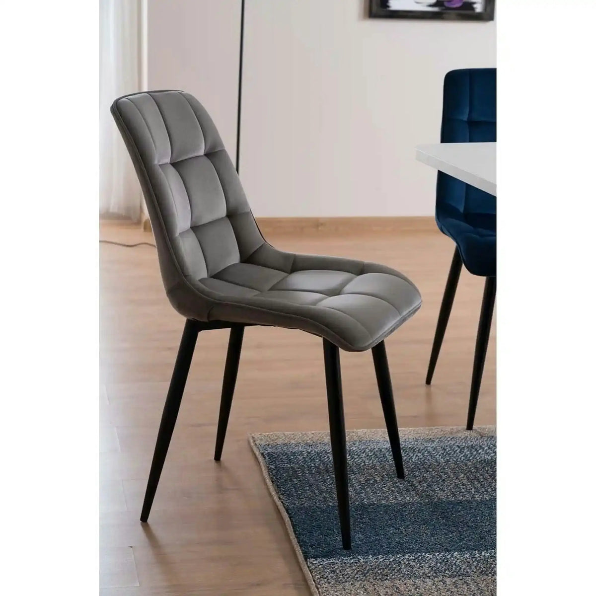 Scaun tapitat stofa CHIC, catifea gri - Bluvel 14, 50x58x88 cm