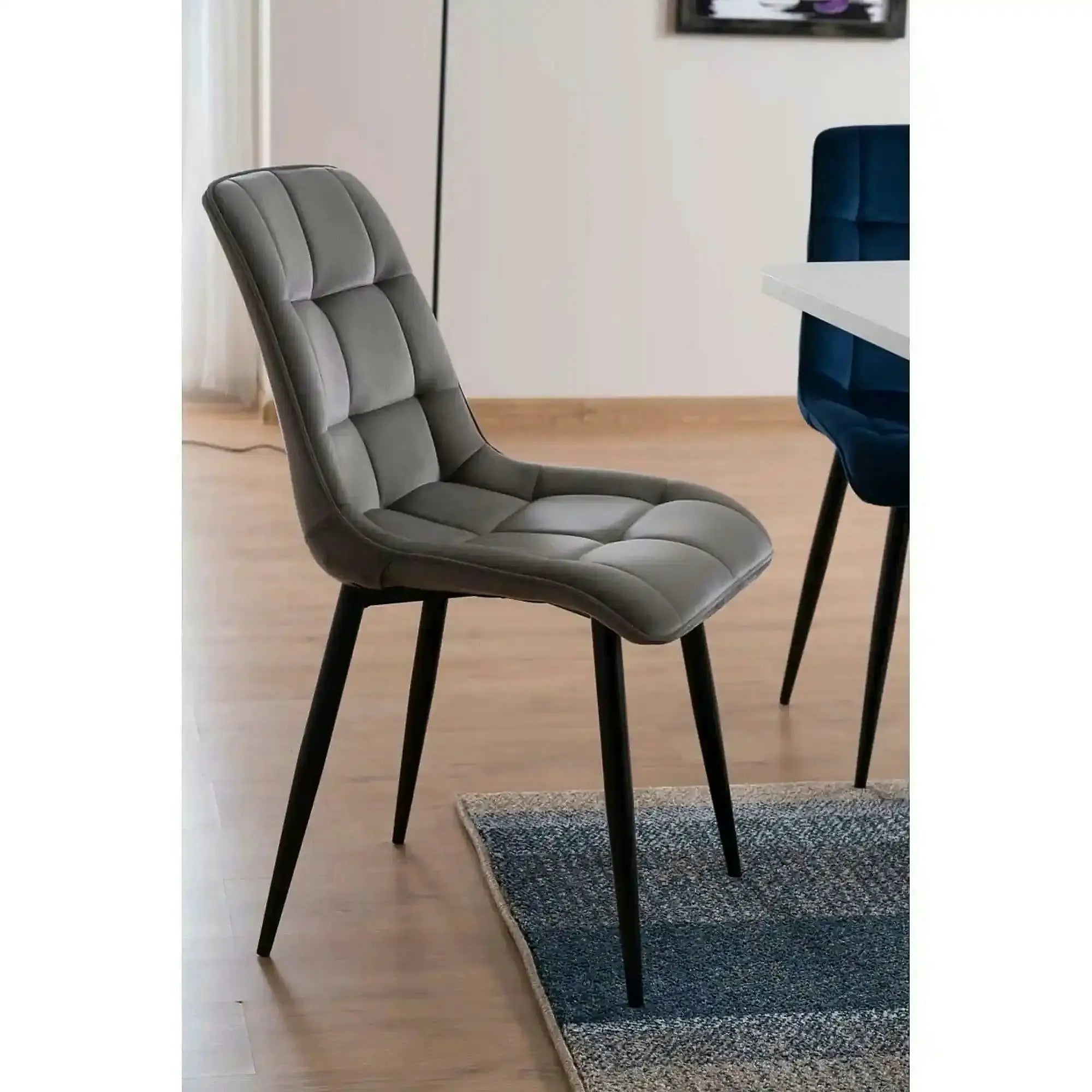 Scaun tapitat stofa CHIC, catifea gri - Bluvel 14, 50x58x88 cm