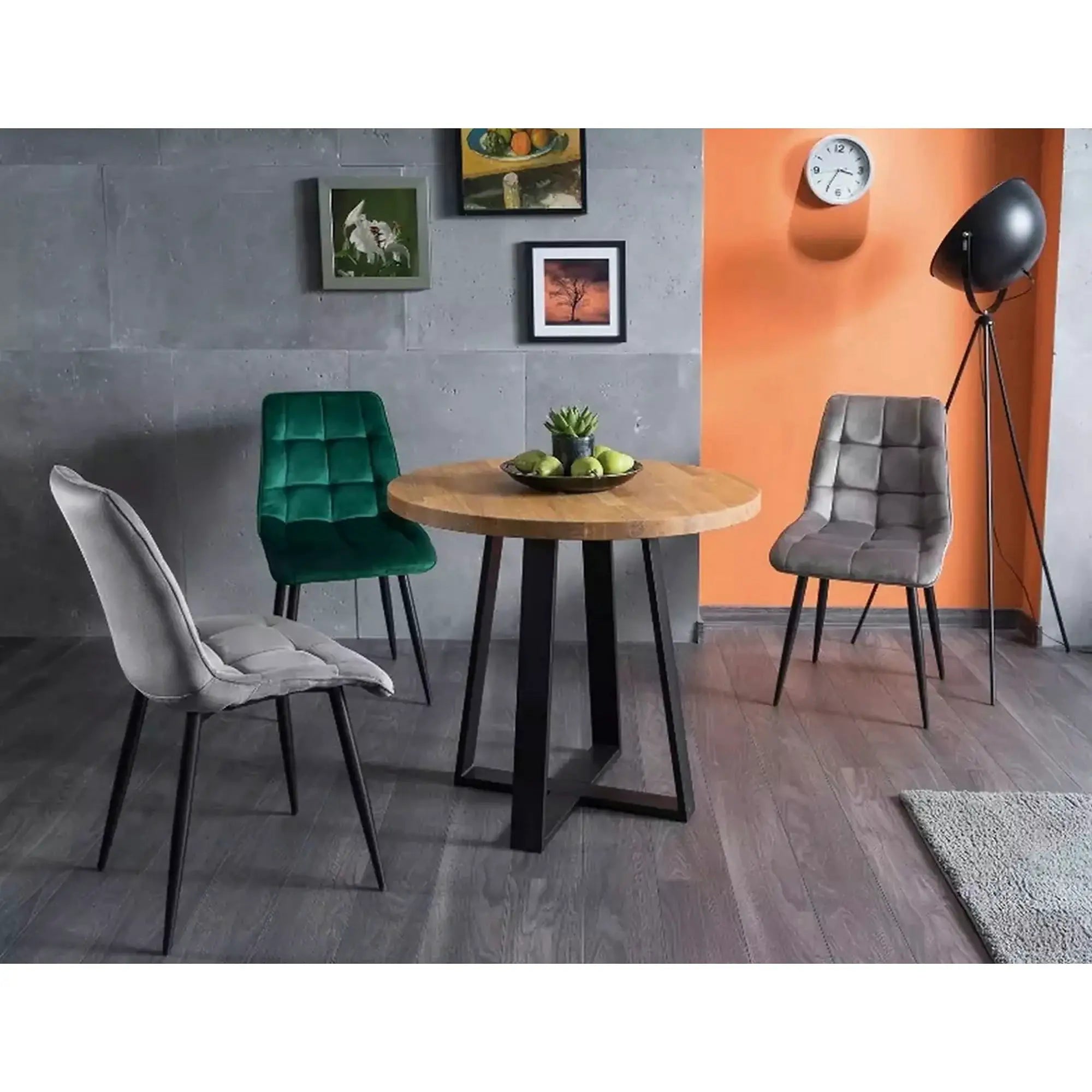 Scaun tapitat stofa CHIC, catifea gri - Bluvel 14, 50x58x88 cm