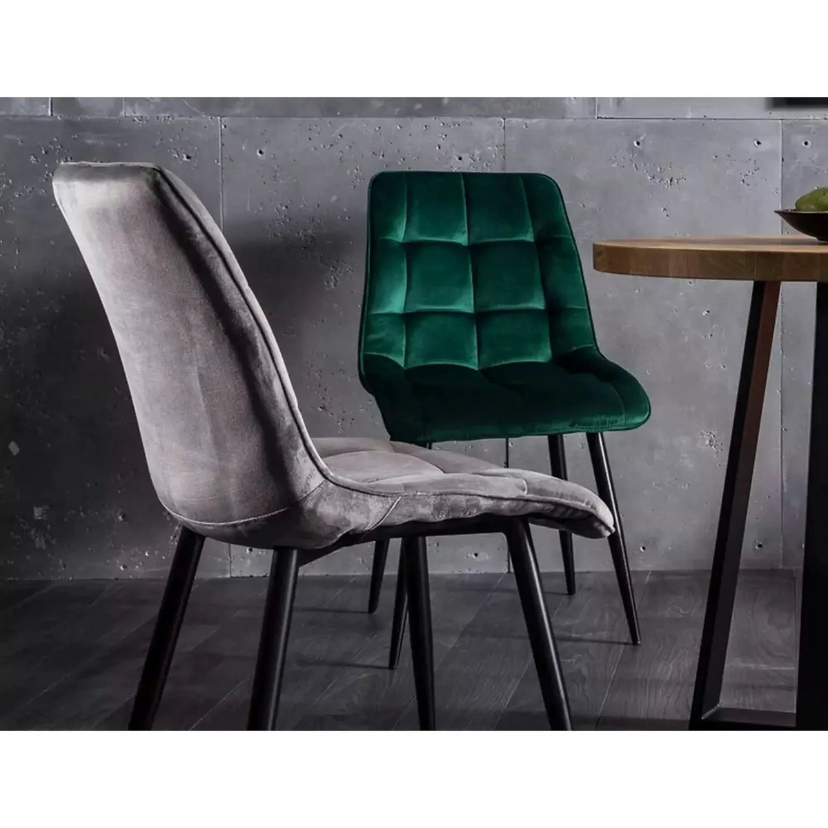 Scaun tapitat stofa CHIC, catifea gri - Bluvel 14, 50x58x88 cm