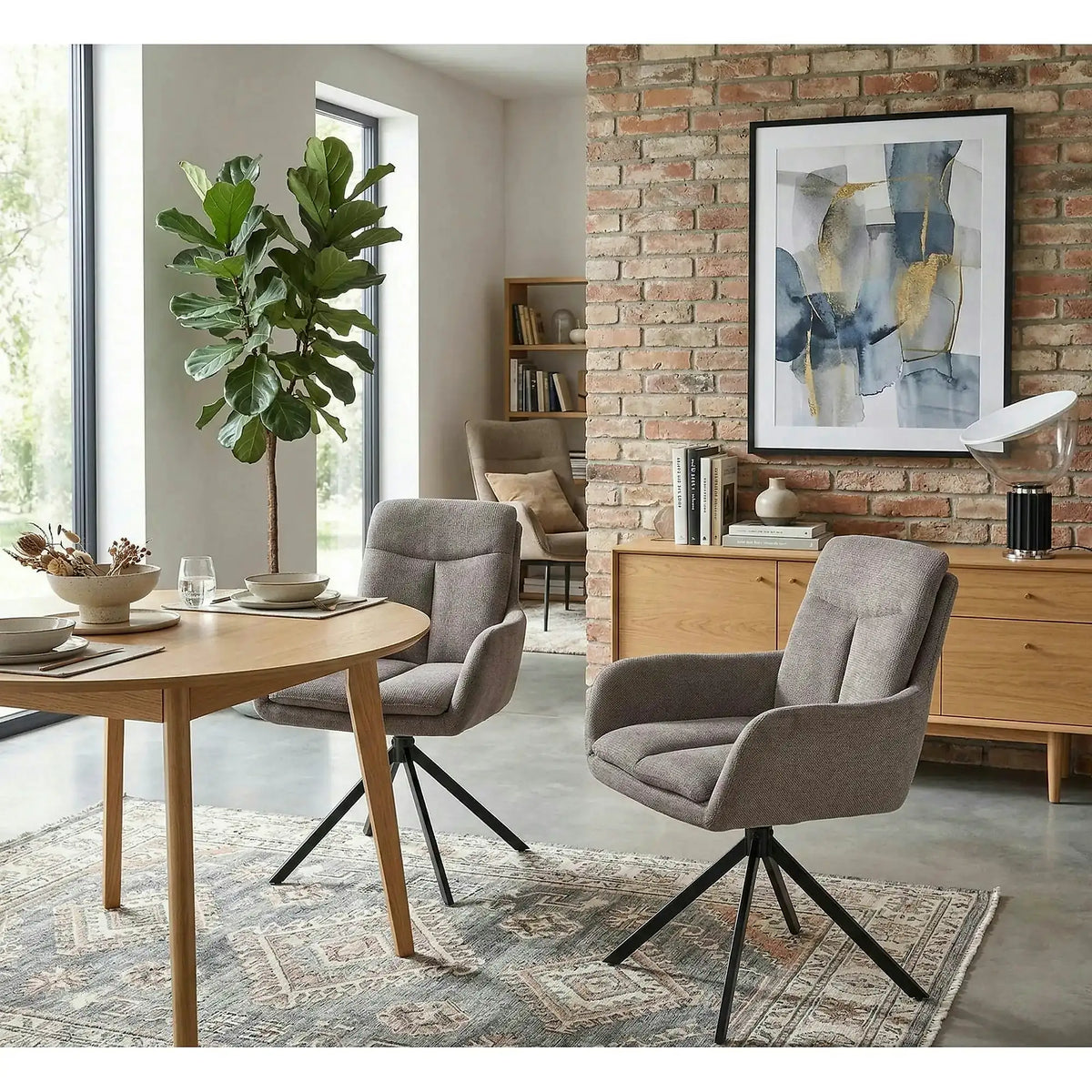 Scaun tapitat stofa clasica K536, gri/negru, 62x68x85 cm