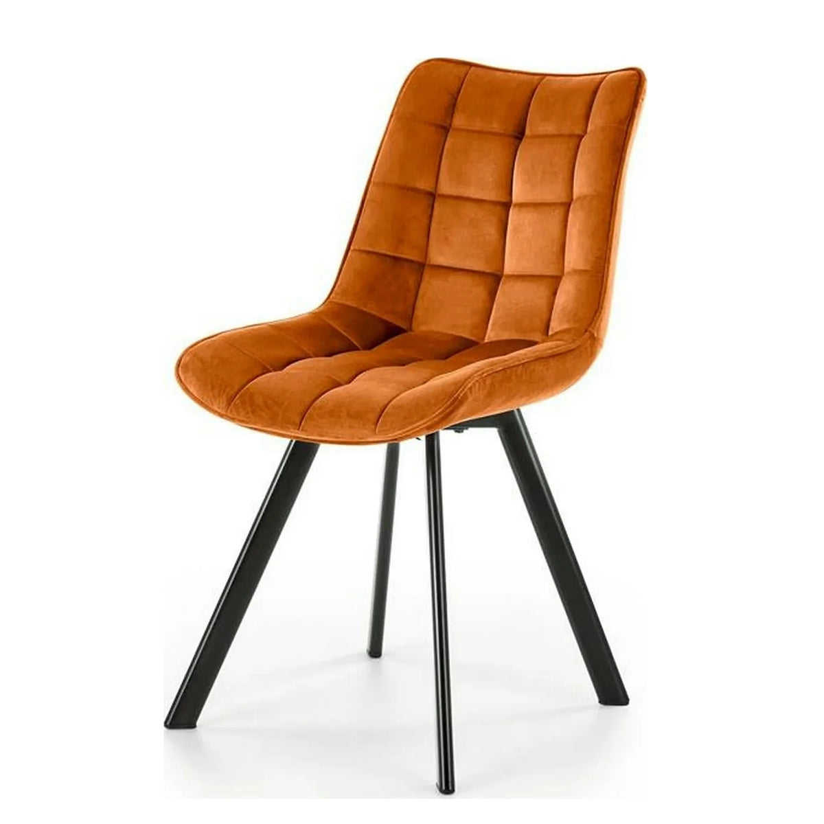 Scaun tapitat stofa K332, caramiziu/negru, catifea/metal, 46x61x84 cm