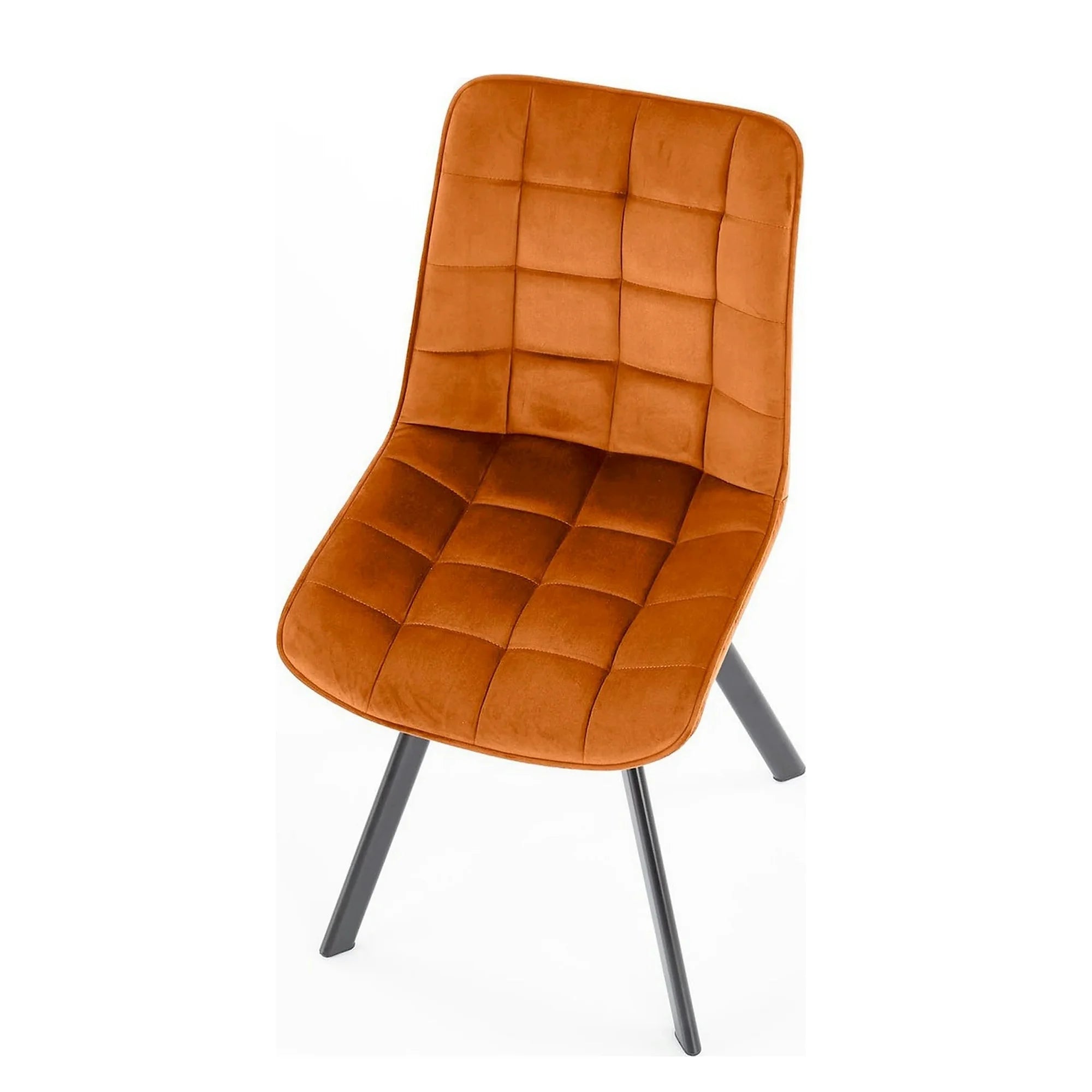 Scaun tapitat stofa K332, caramiziu/negru, catifea/metal, 46x61x84 cm