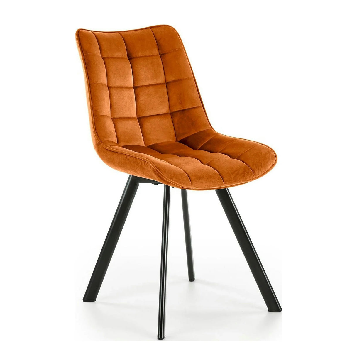 Scaun tapitat stofa K332, caramiziu/negru, catifea/metal, 46x61x84 cm