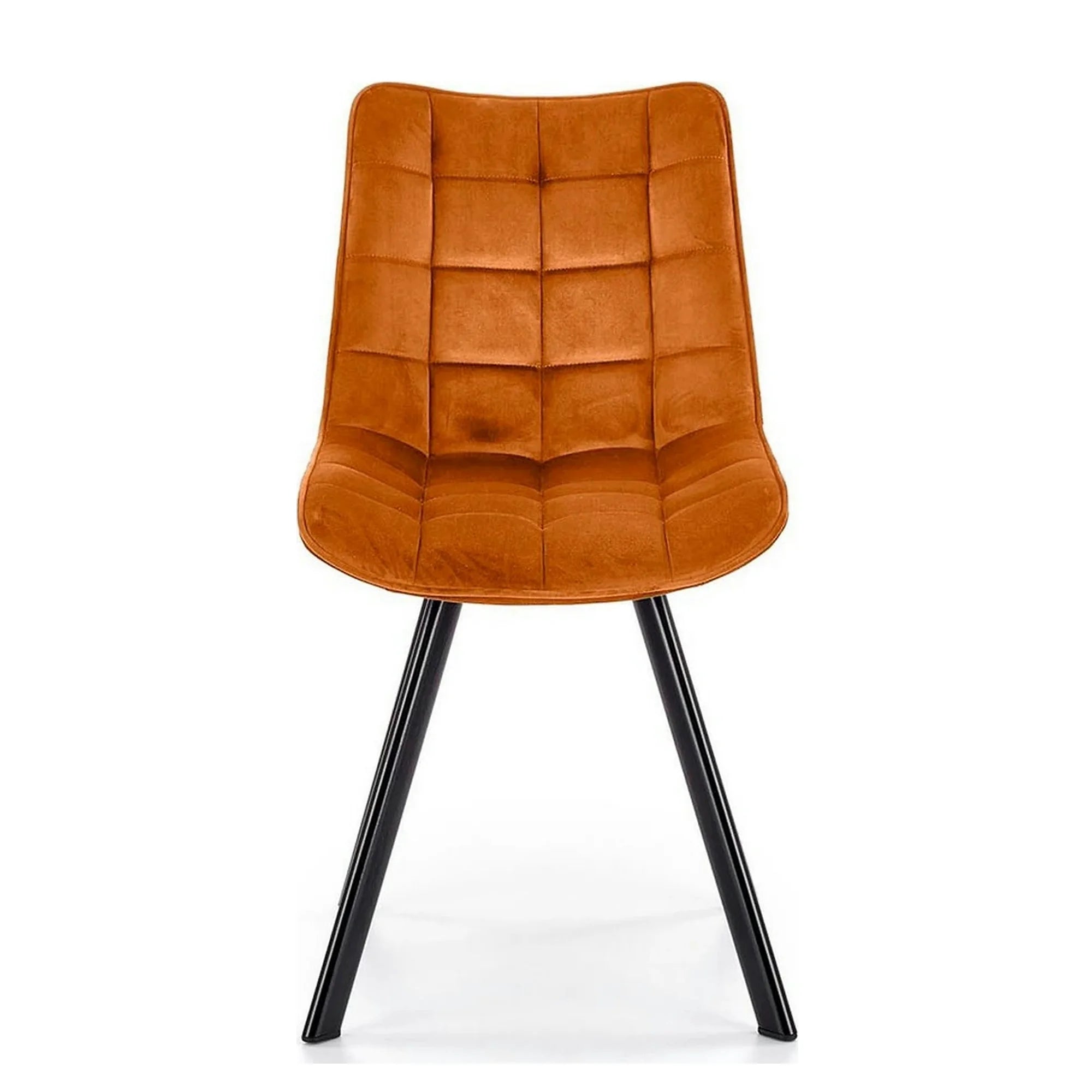 Scaun tapitat stofa K332, caramiziu/negru, catifea/metal, 46x61x84 cm