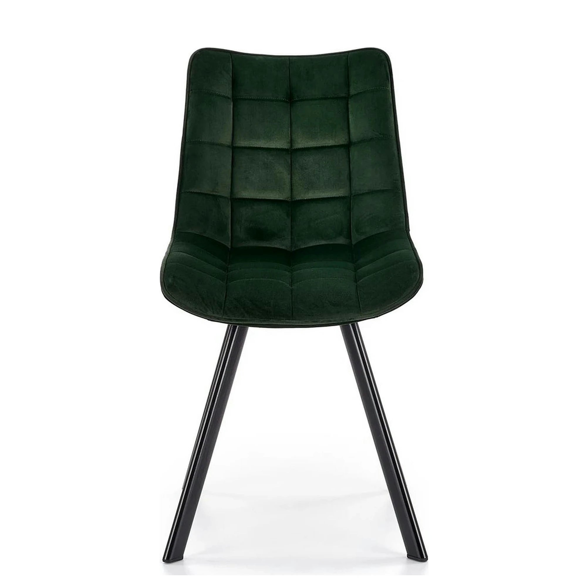 Scaun tapitat stofa K332, verde inchis/negru, catifea/metal, 46x61x84 cm