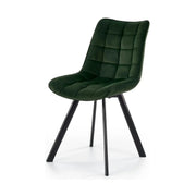 Scaun tapitat stofa K332, verde inchis/negru, catifea/metal, 46x61x84 cm
