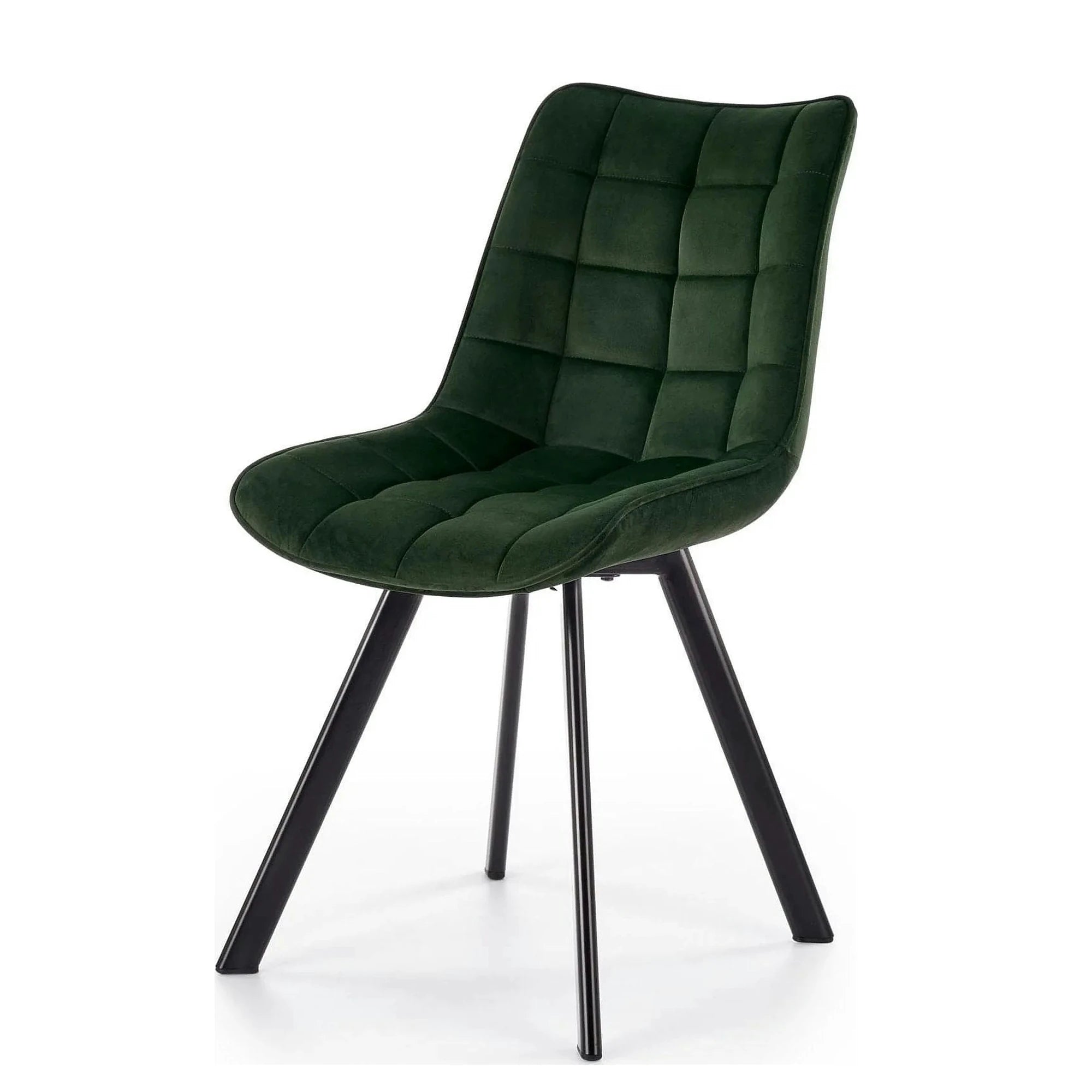 Scaun tapitat stofa K332, verde inchis/negru, catifea/metal, 46x61x84 cm