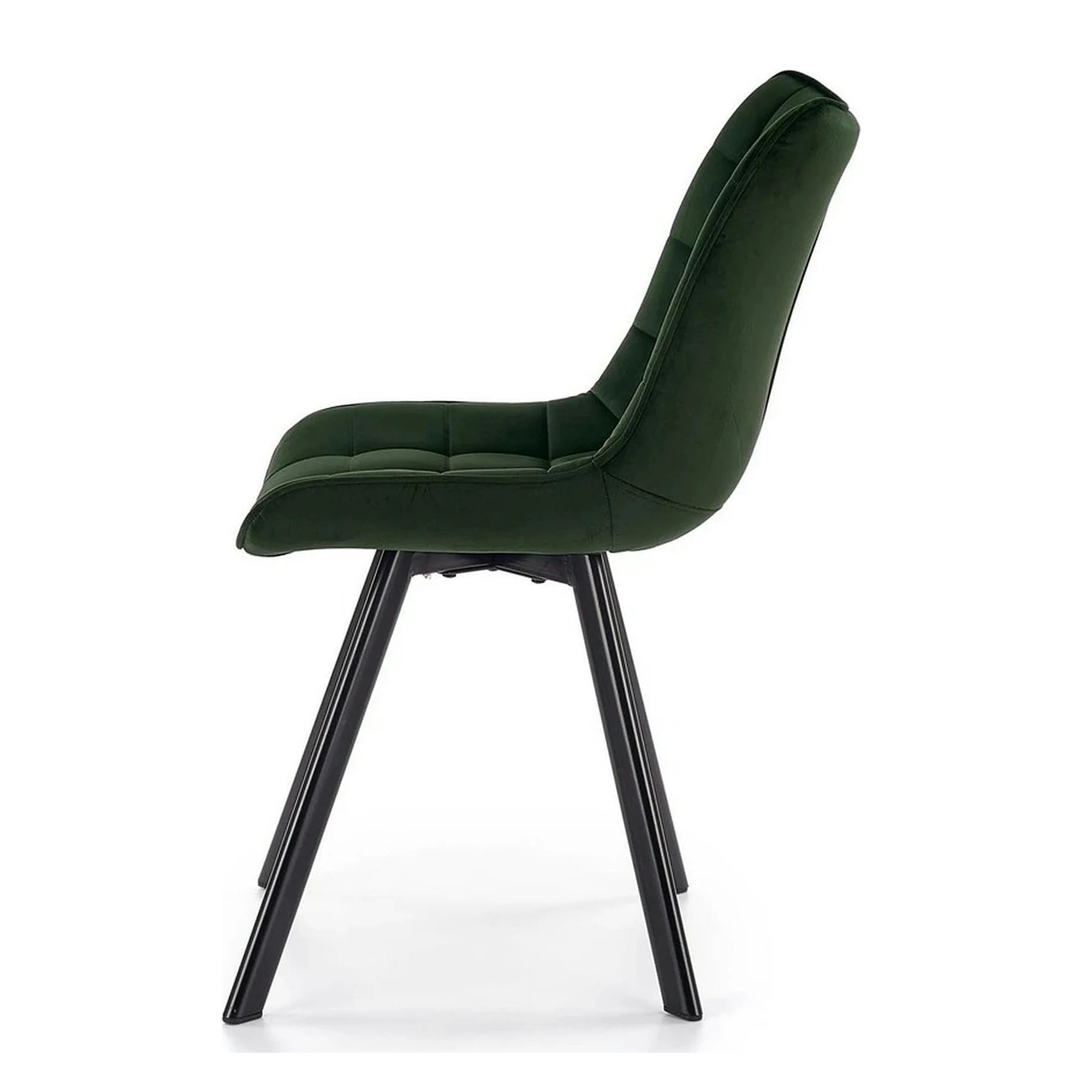 Scaun tapitat stofa K332, verde inchis/negru, catifea/metal, 46x61x84 cm
