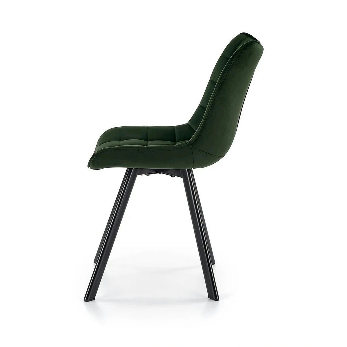 Scaun tapitat stofa K332, verde inchis/negru, catifea/metal, 46x61x84 cm