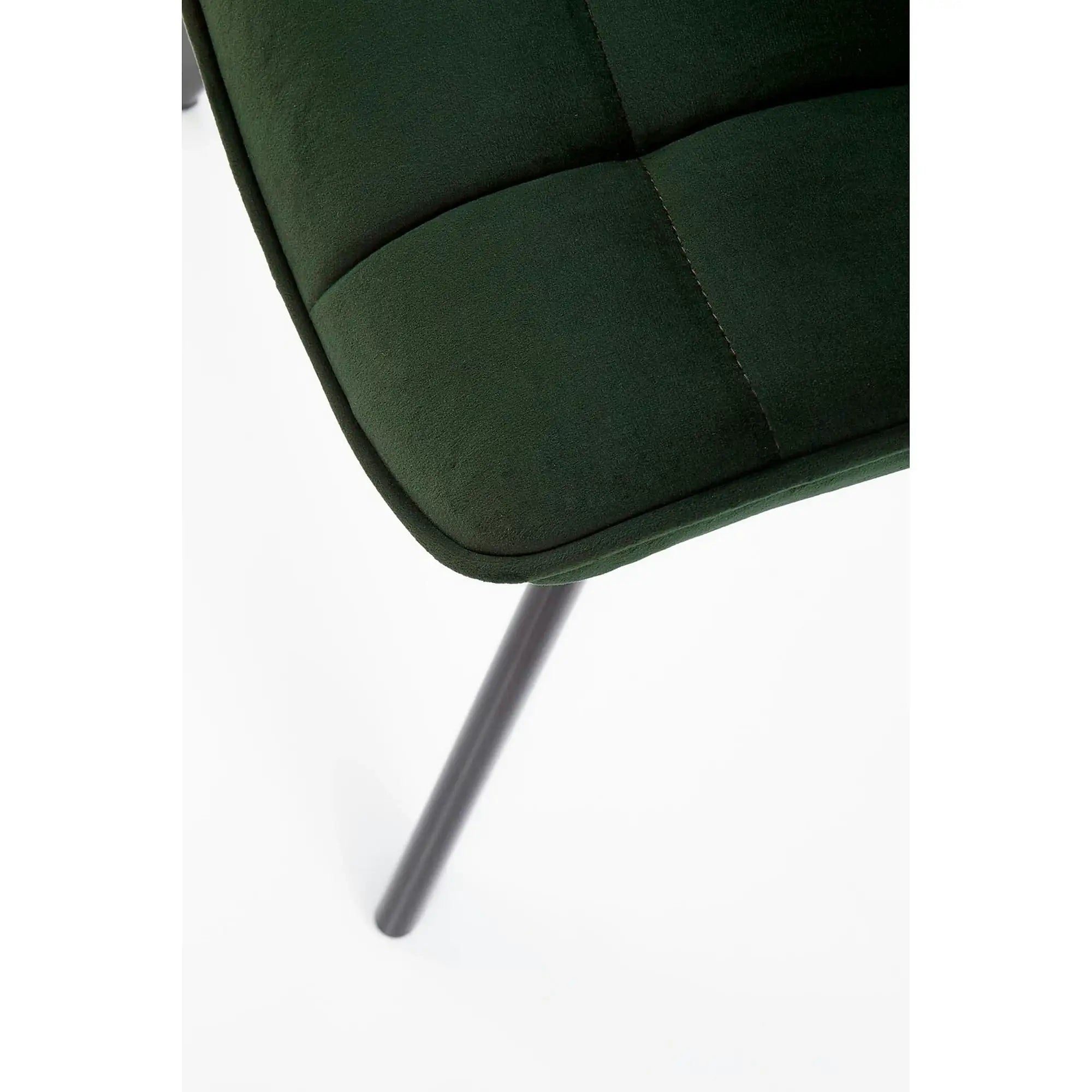 Scaun tapitat stofa K332, verde inchis/negru, catifea/metal, 46x61x84 cm