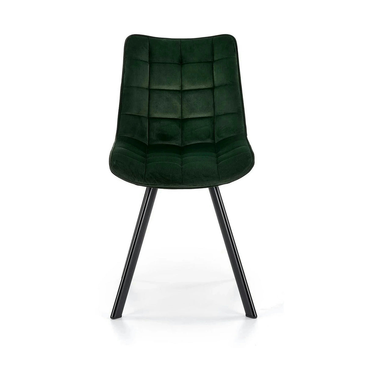 Scaun tapitat stofa K332, verde inchis/negru, catifea/metal, 46x61x84 cm